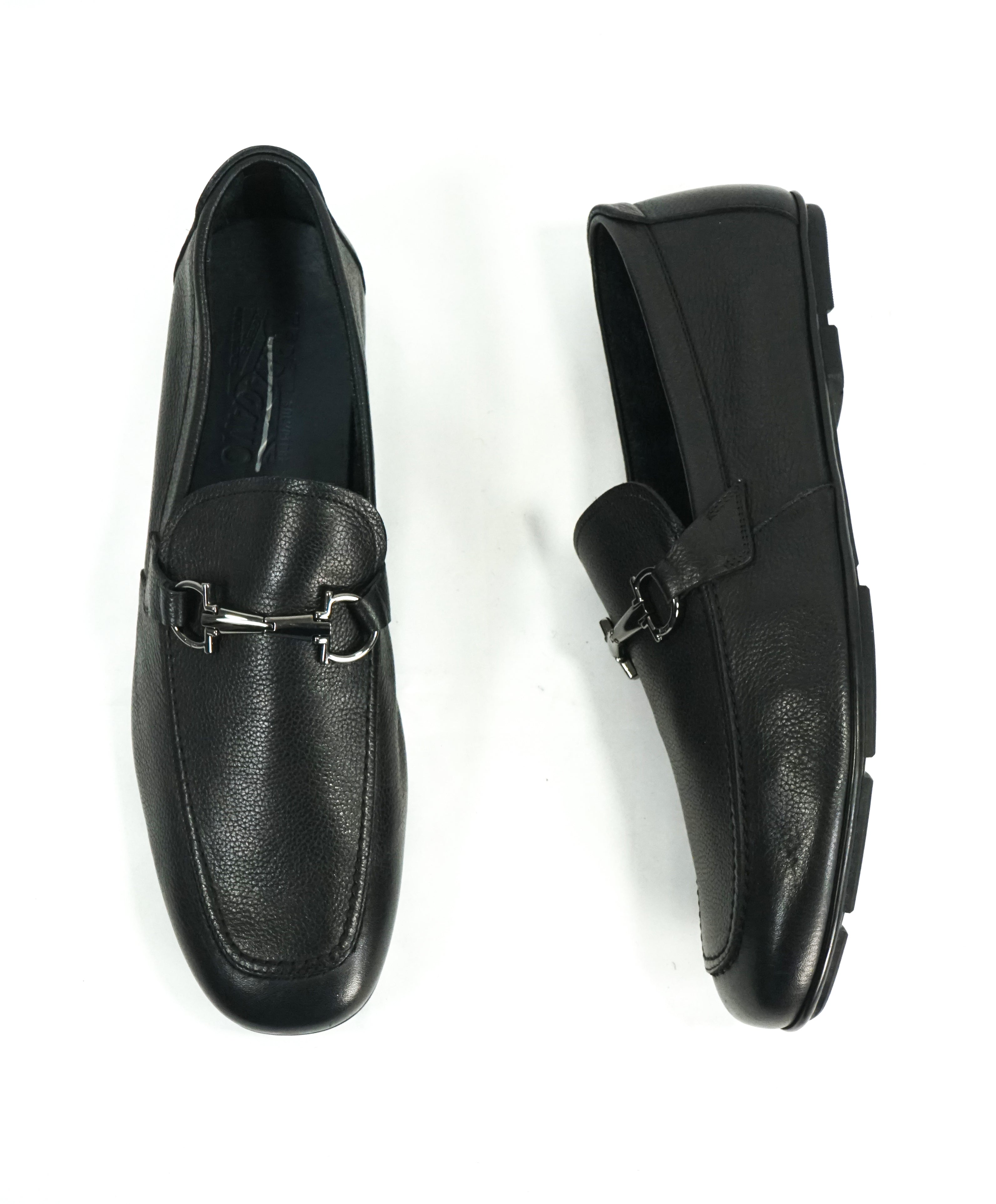 SALVATORE FERRAGAMO - “Nowell” Black Slip-On Gancini Venetian Loafers - 10.5 D