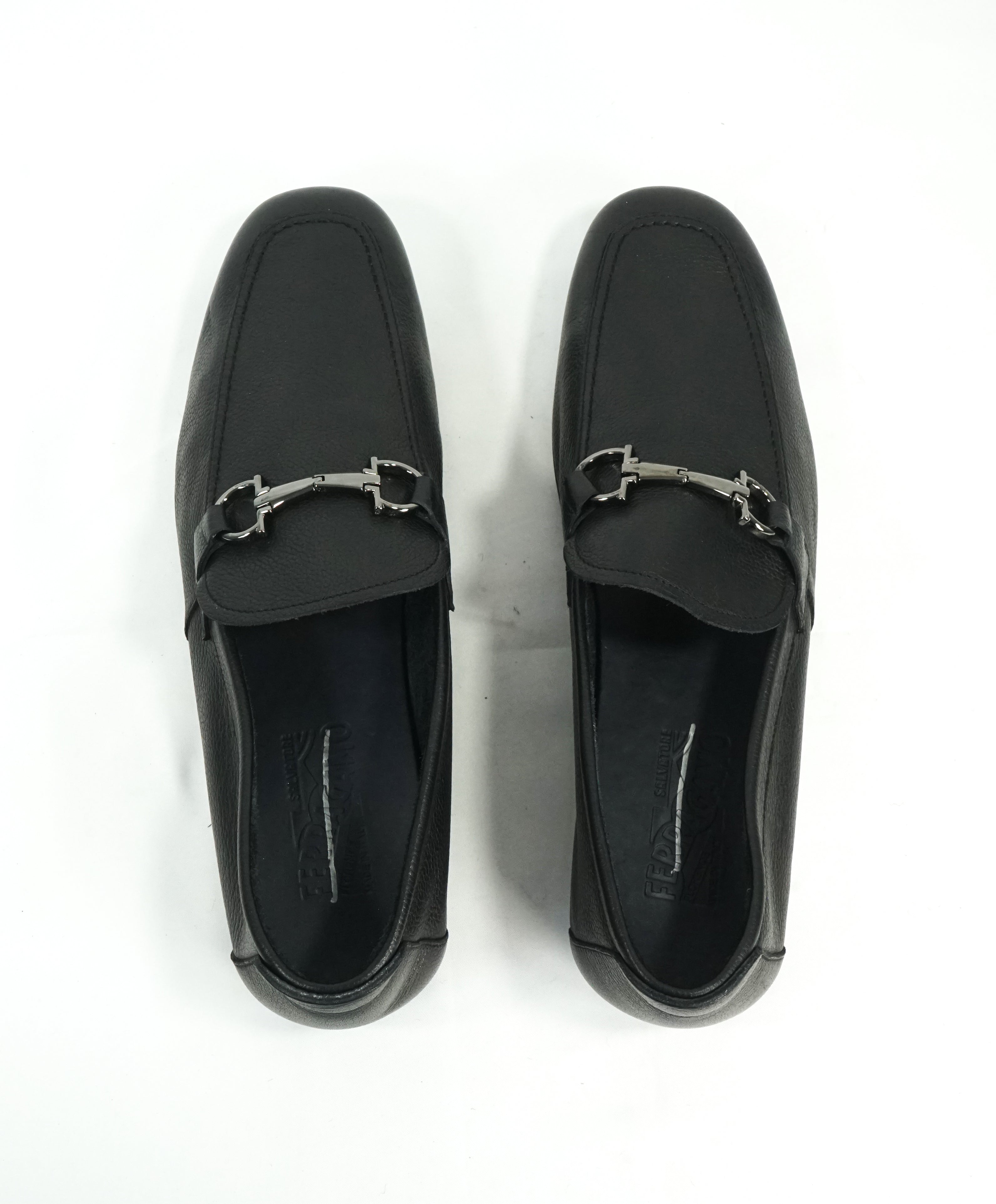 SALVATORE FERRAGAMO - “Nowell” Black Slip-On Gancini Venetian Loafers - 10.5 D