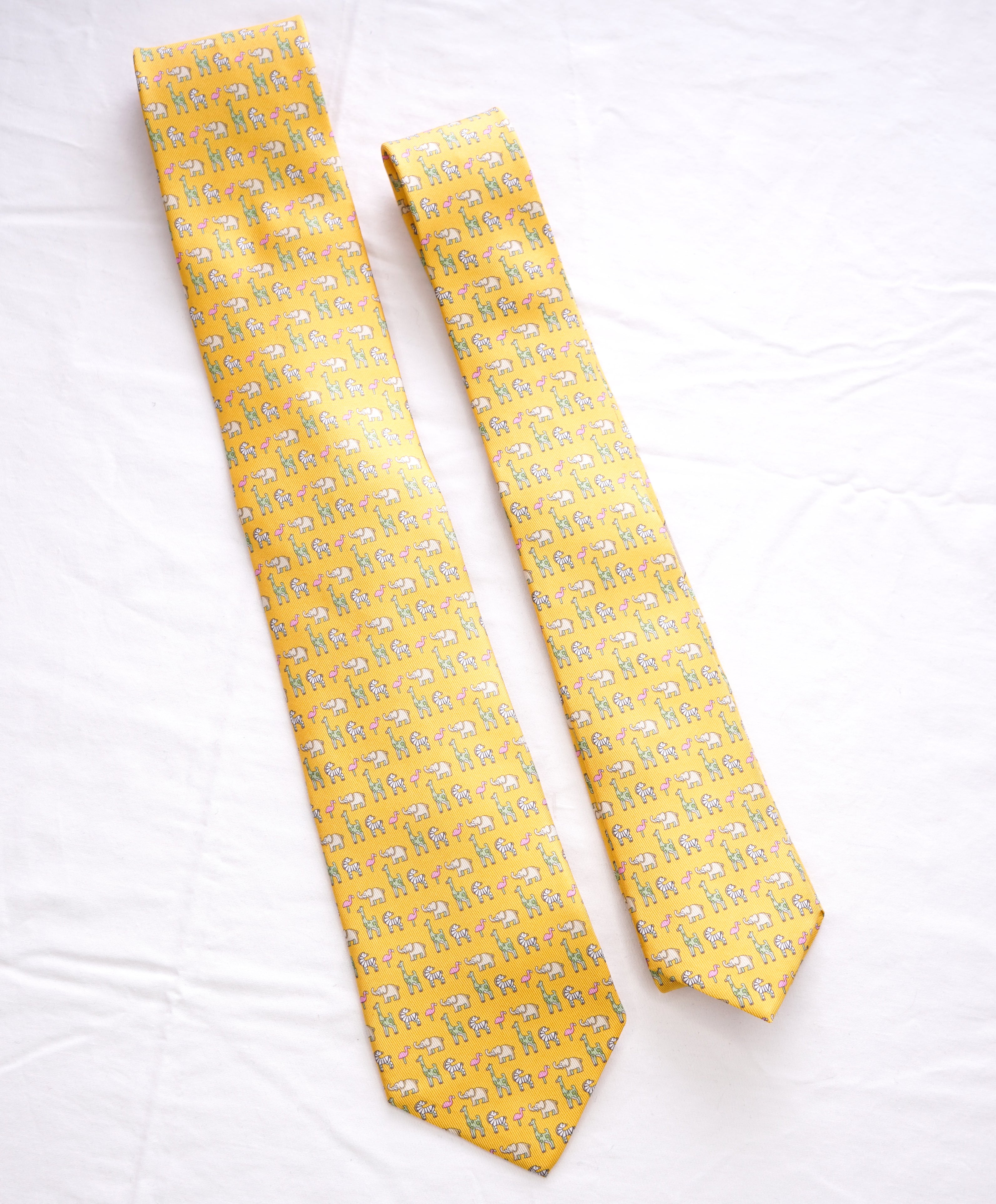 SALVATORE FERRAGAMO  - *Father & Son Set* Yellow Elephant Tie  -