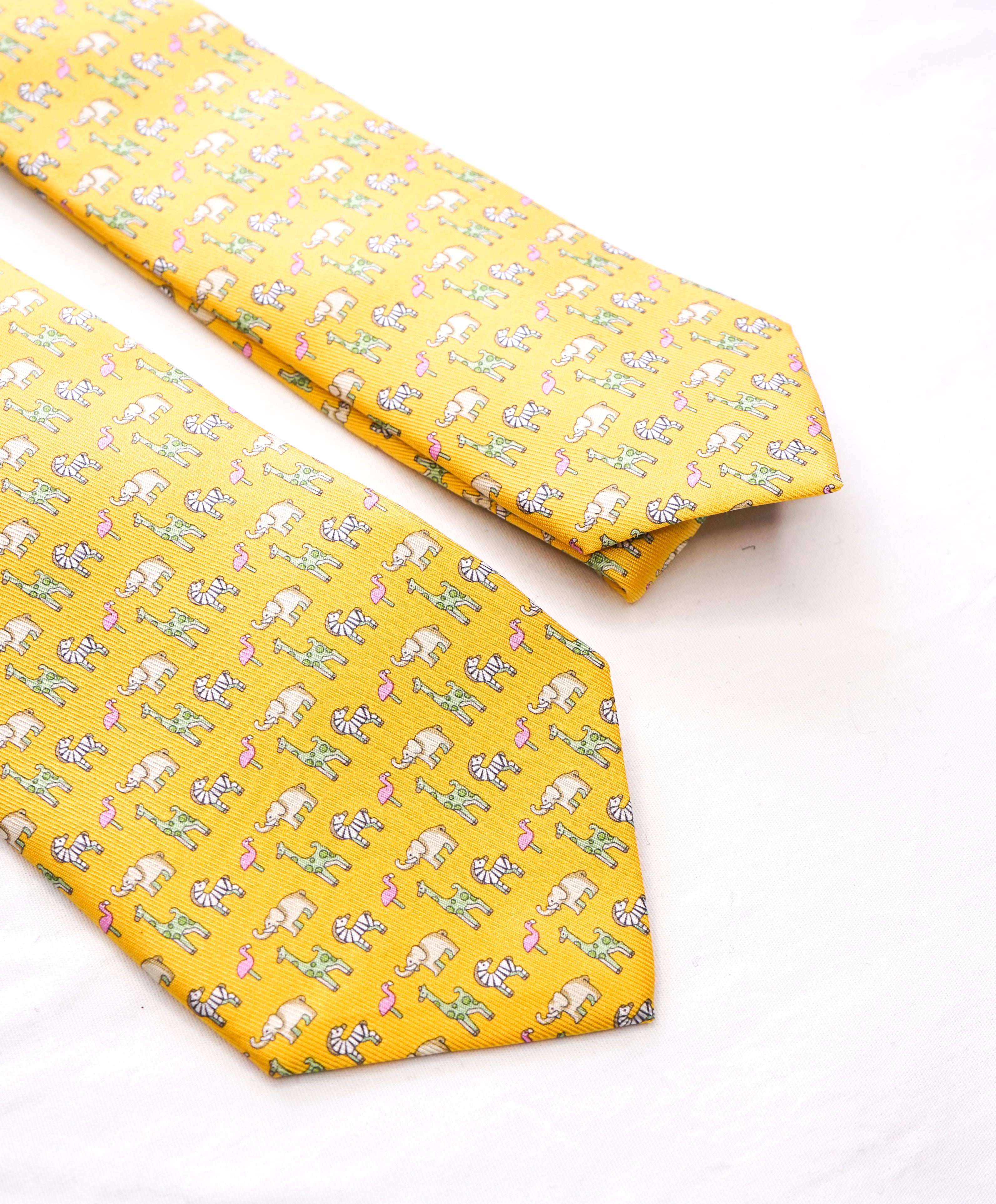 SALVATORE FERRAGAMO  - *Father & Son Set* Yellow Elephant Tie  -