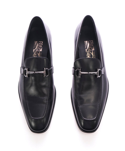 SALVATORE FERRAGAMO - “Fenice” Black Gancini Bit Loafer - 9 D