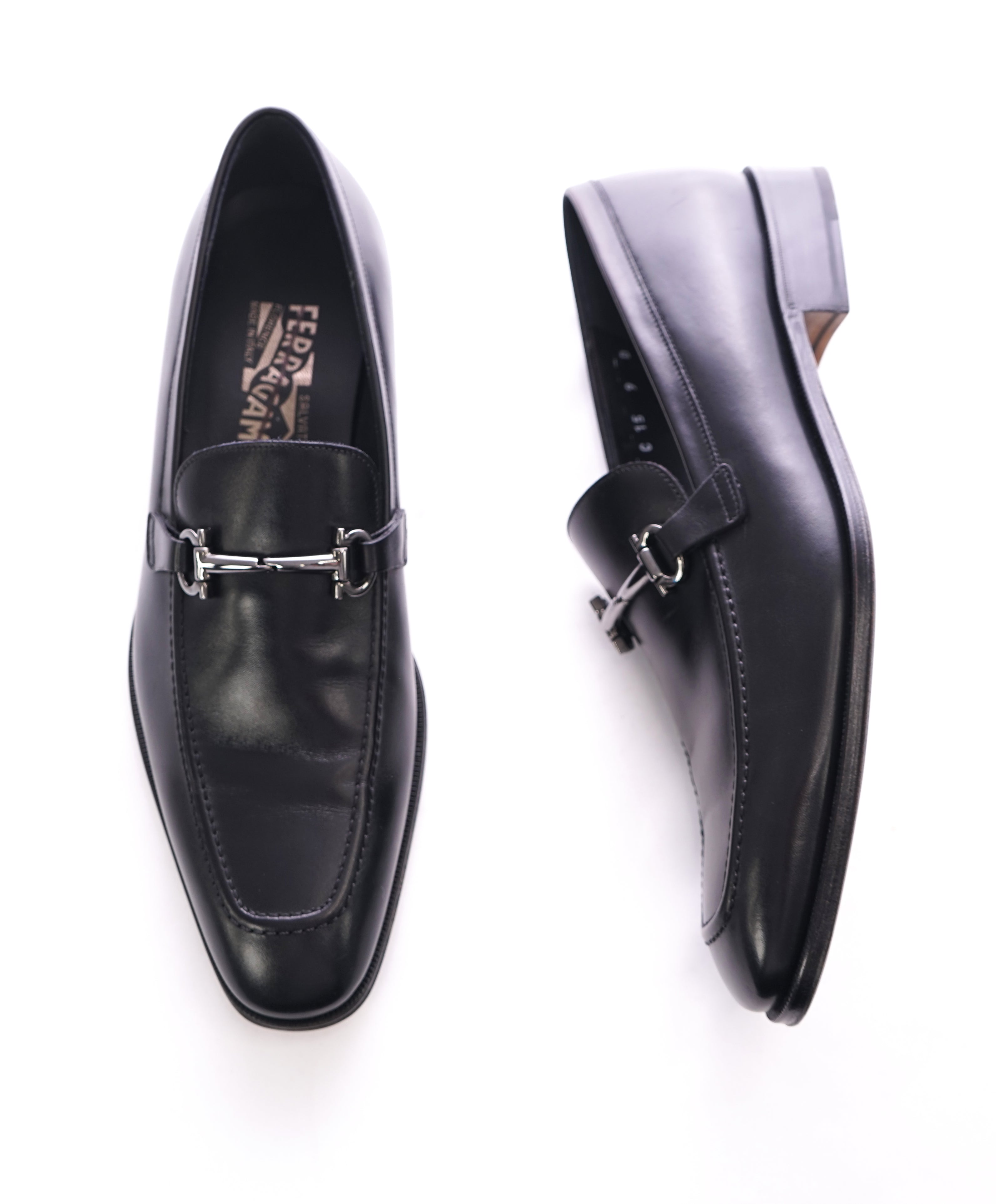 SALVATORE FERRAGAMO - “Fenice” Black Gancini Bit Loafer - 9 D