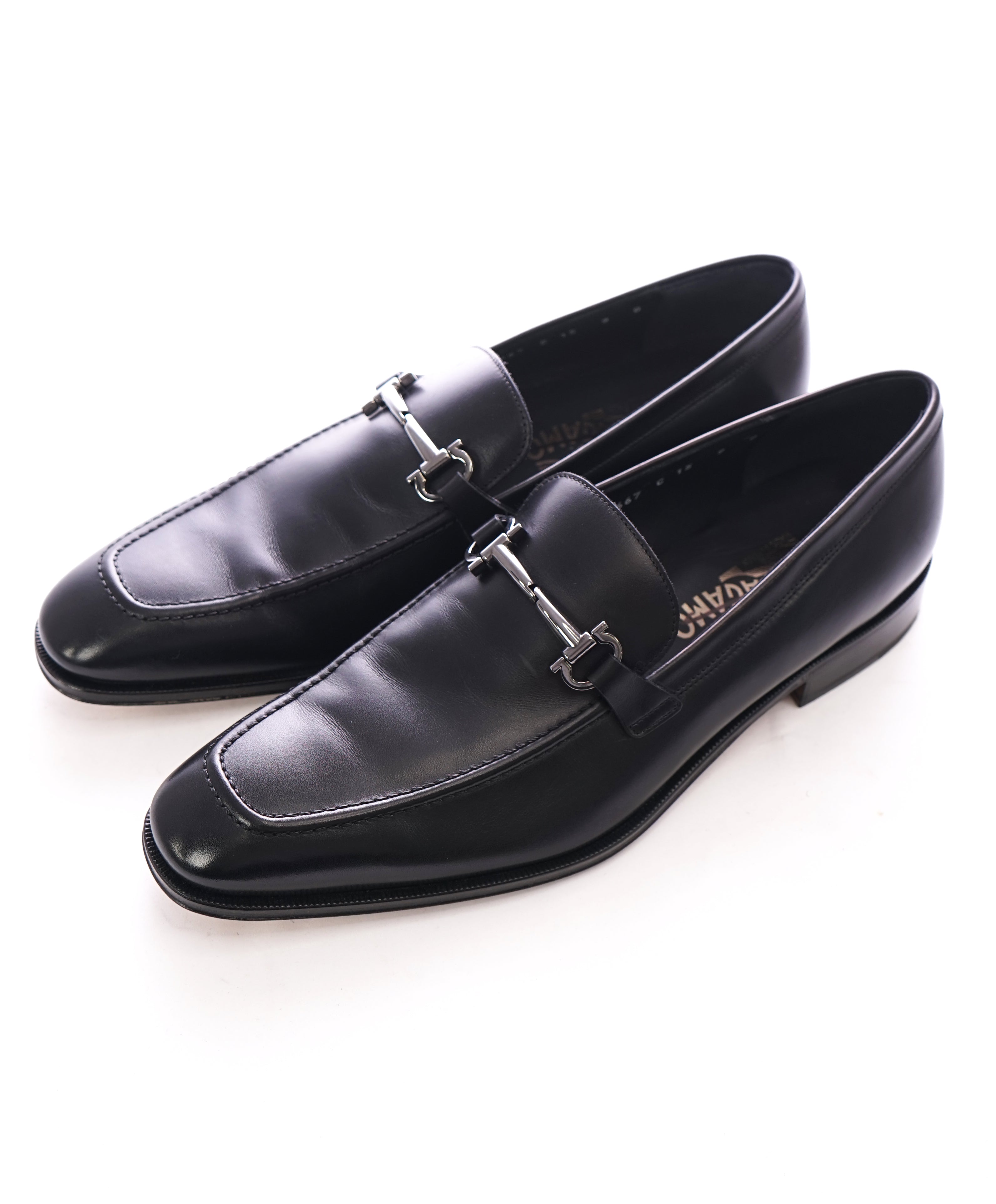 SALVATORE FERRAGAMO - “Fenice” Black Gancini Bit Loafer - 9 D