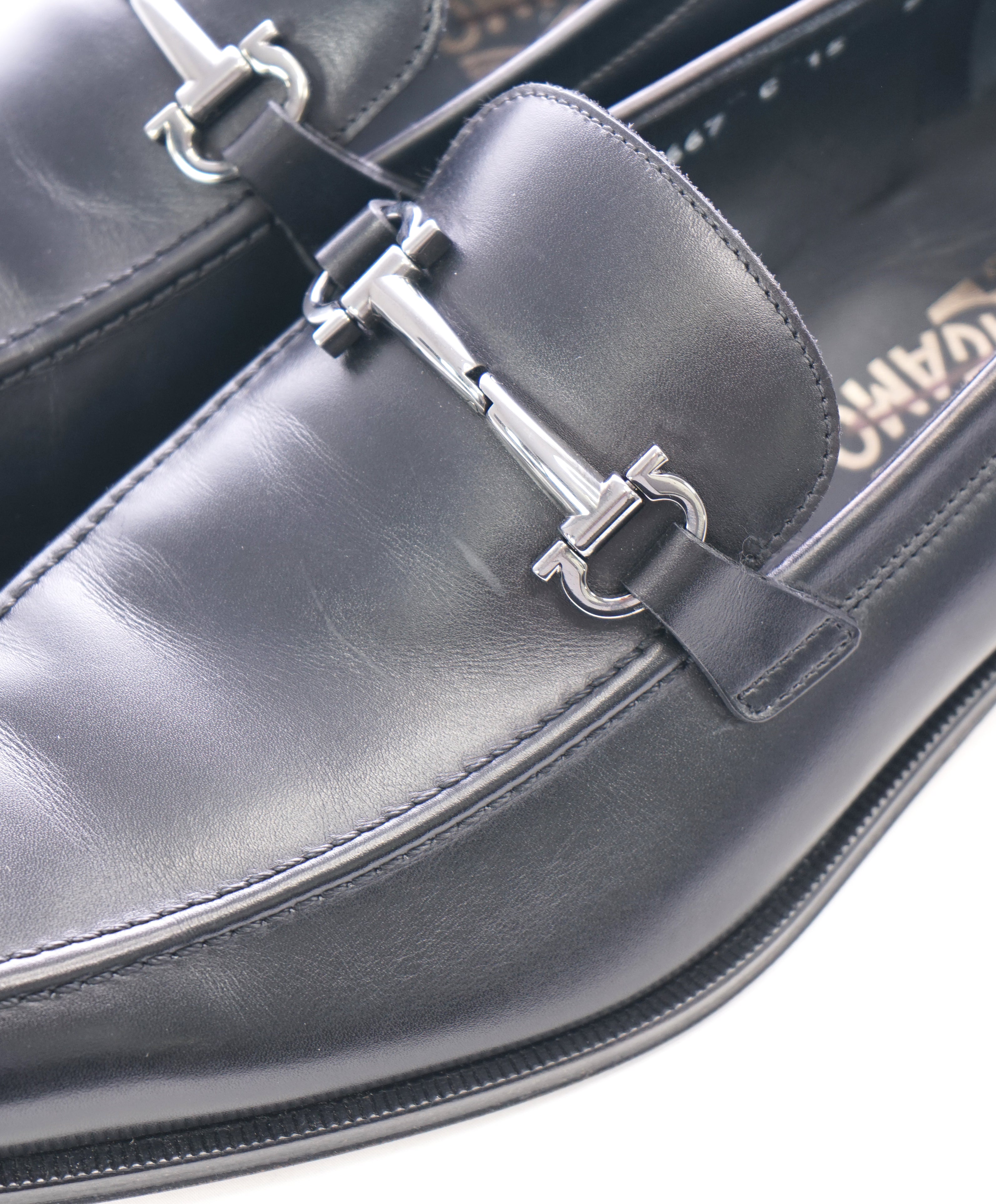 SALVATORE FERRAGAMO - “Fenice” Black Gancini Bit Loafer - 9 D