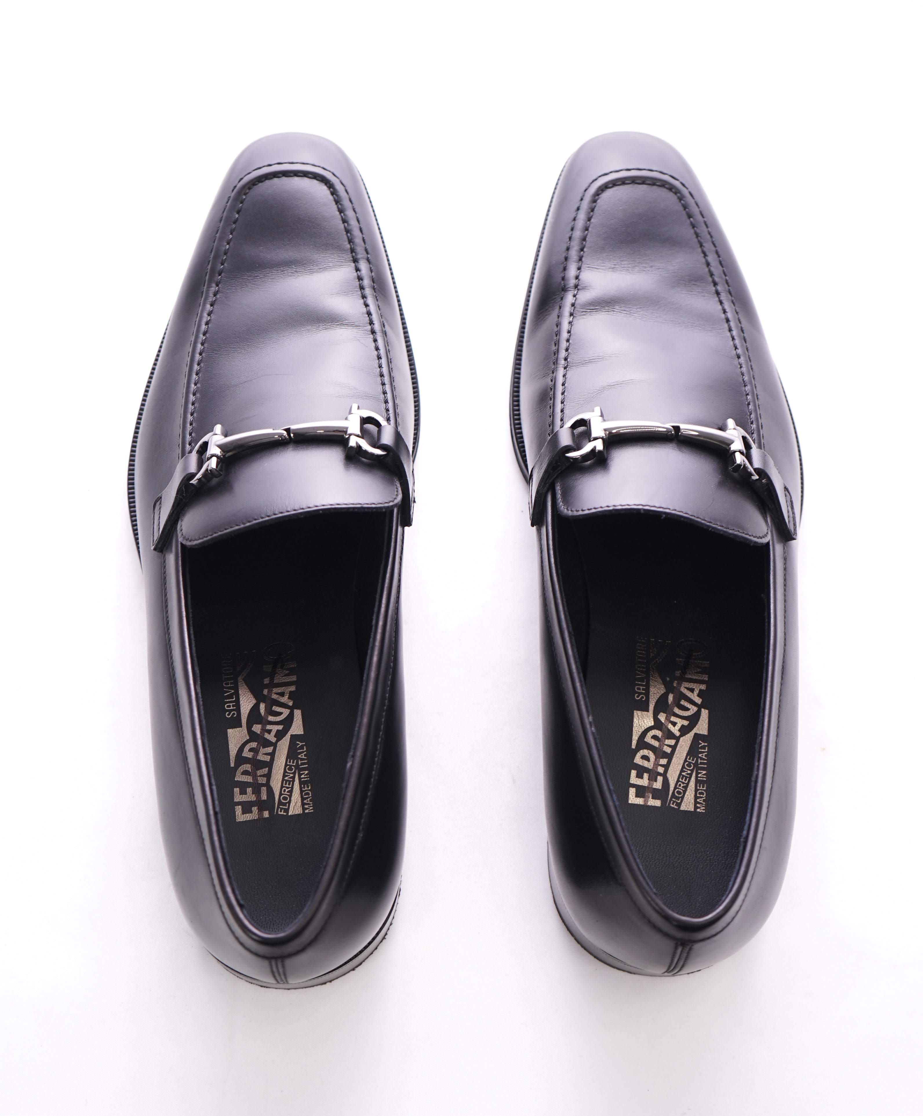 SALVATORE FERRAGAMO - “Fenice” Black Gancini Bit Loafer - 9 D