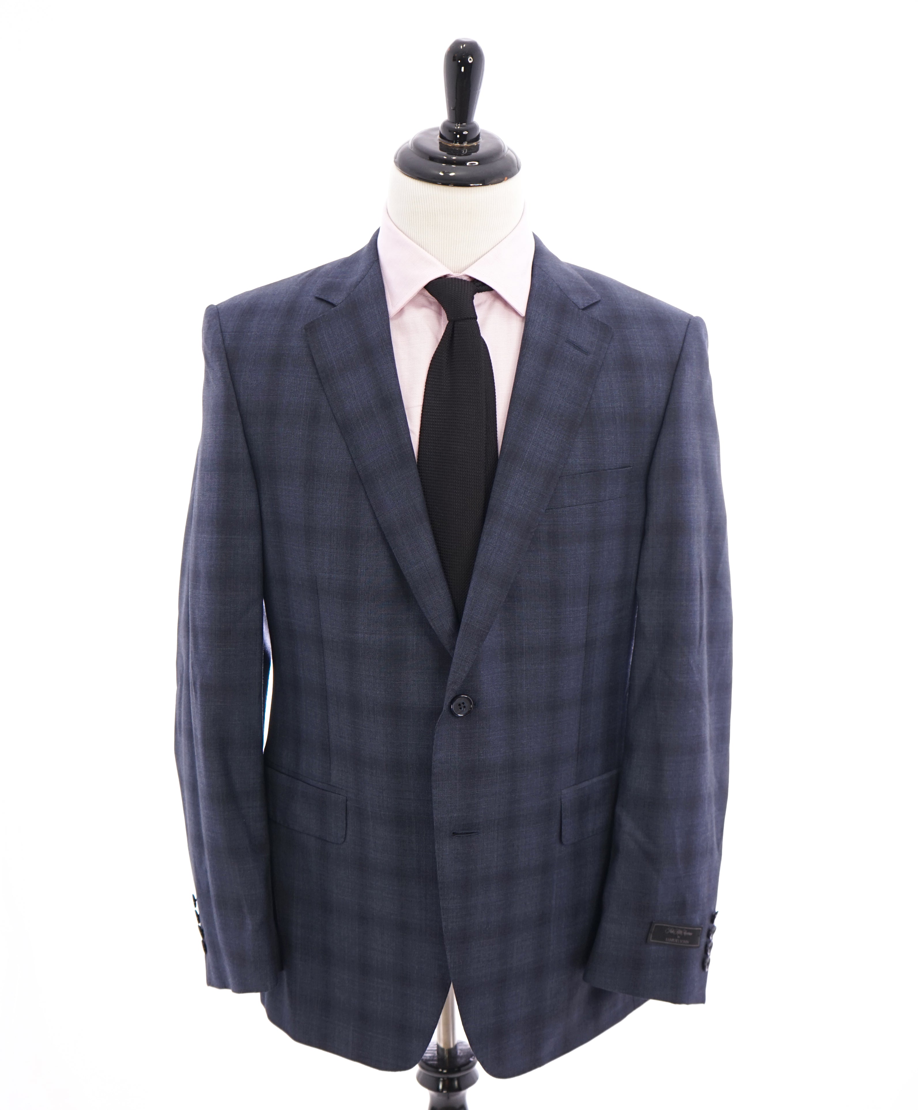 SAMUELSOHN - Notch Lapel Super 130’s Bold Blue Check Plaid Suit - 42R