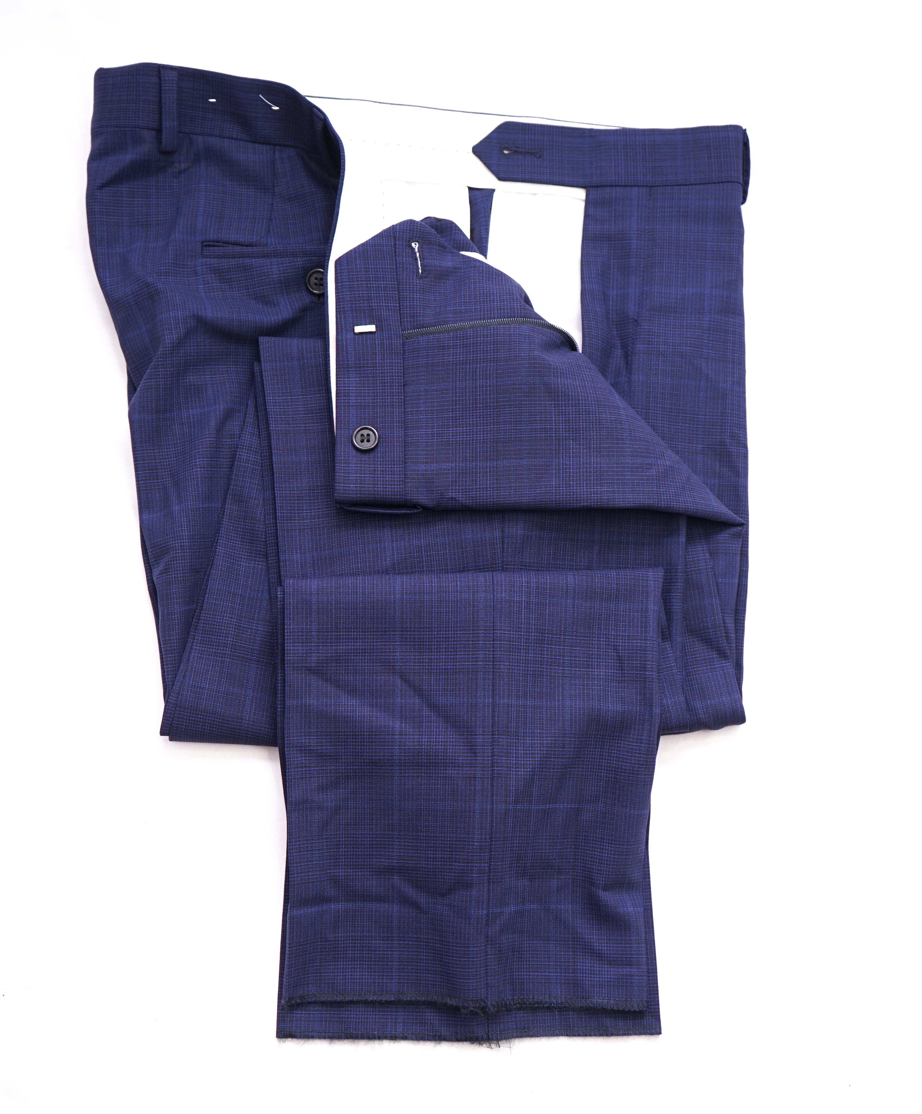 SAMUELSOHN - "DRAGO" Fabric Super 120’s Bold Blue Windowpane & Plaid Suit - 42R