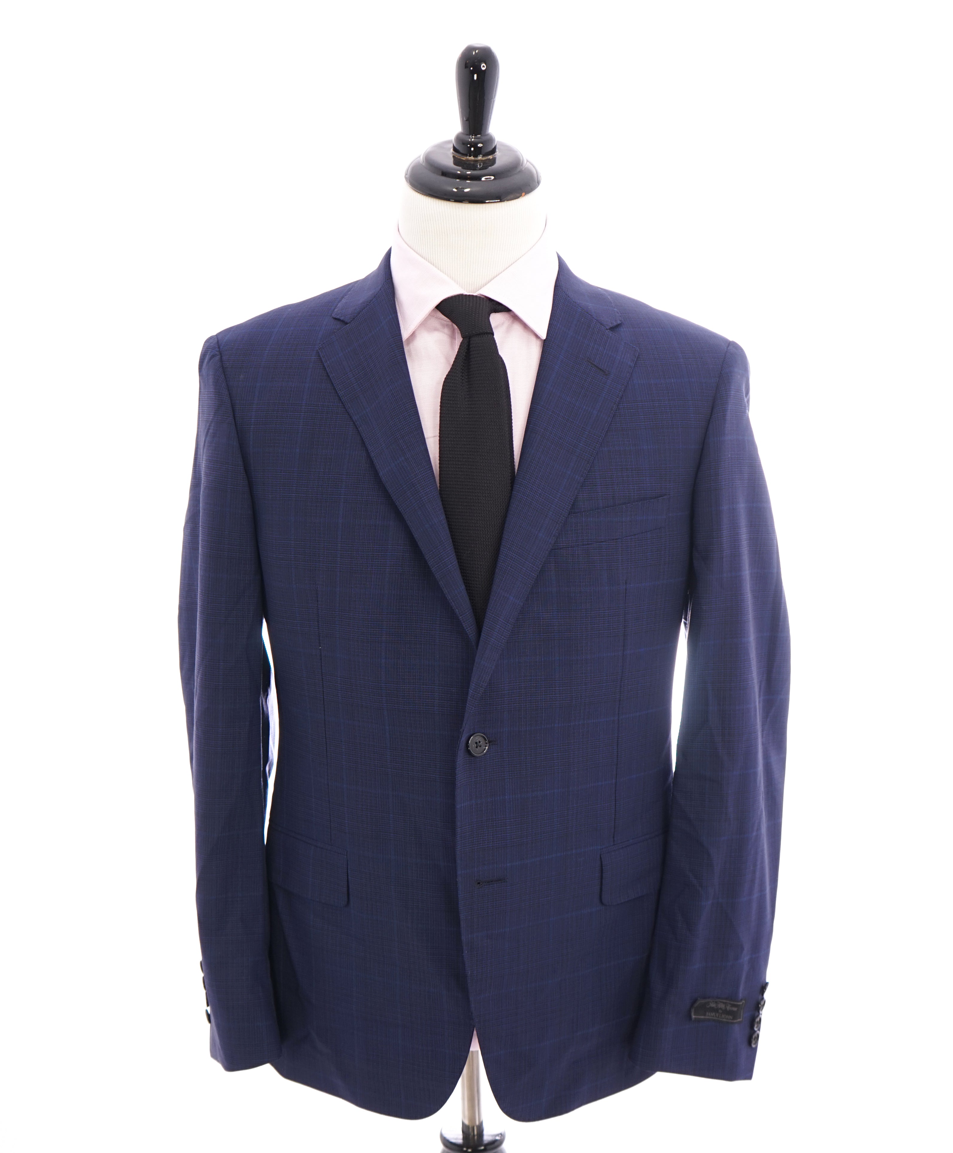 SAMUELSOHN - "DRAGO" Fabric Super 120’s Bold Blue Windowpane & Plaid Suit - 42R