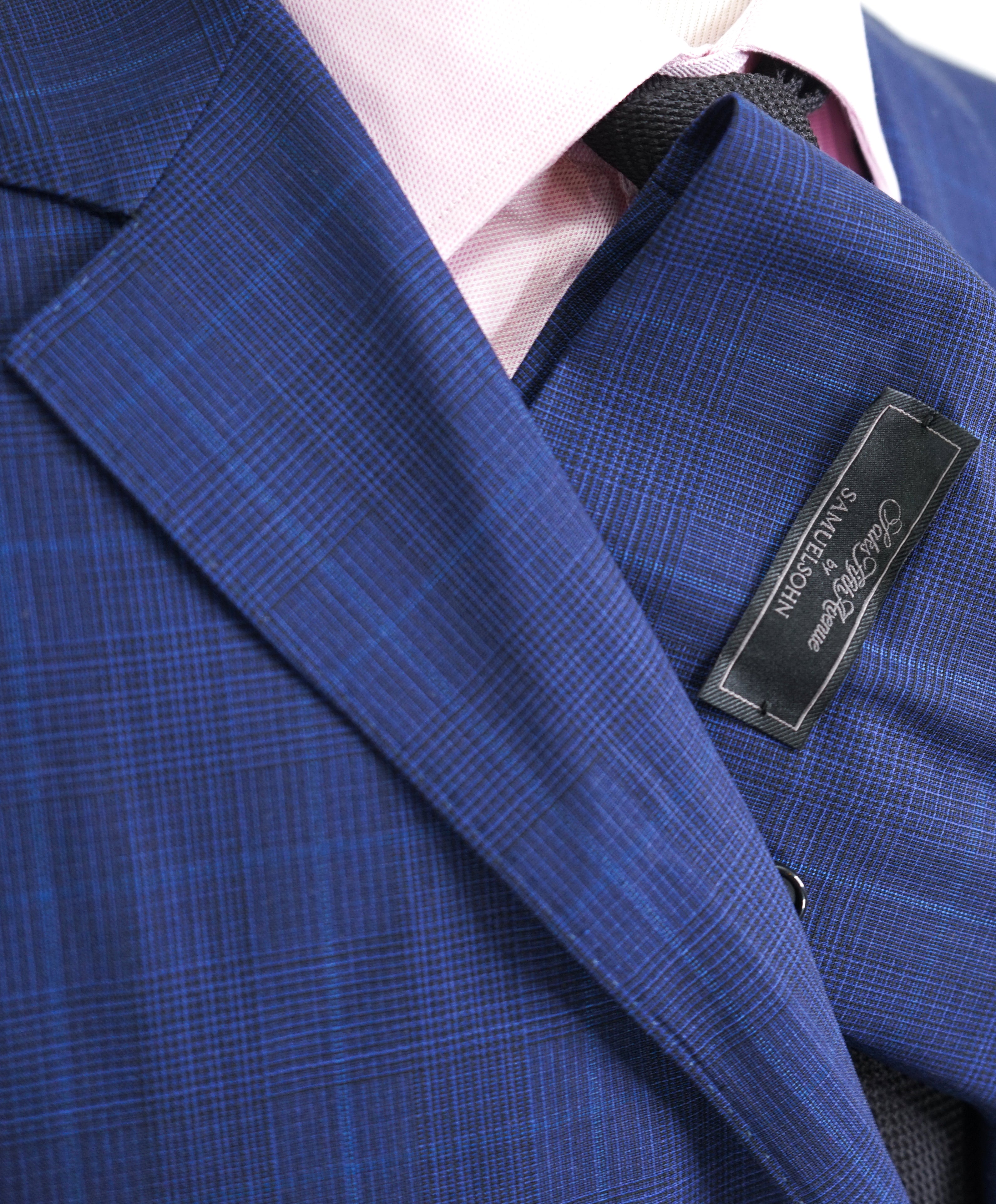 SAMUELSOHN - "DRAGO" Fabric Super 120’s Bold Blue Windowpane & Plaid Suit - 42R