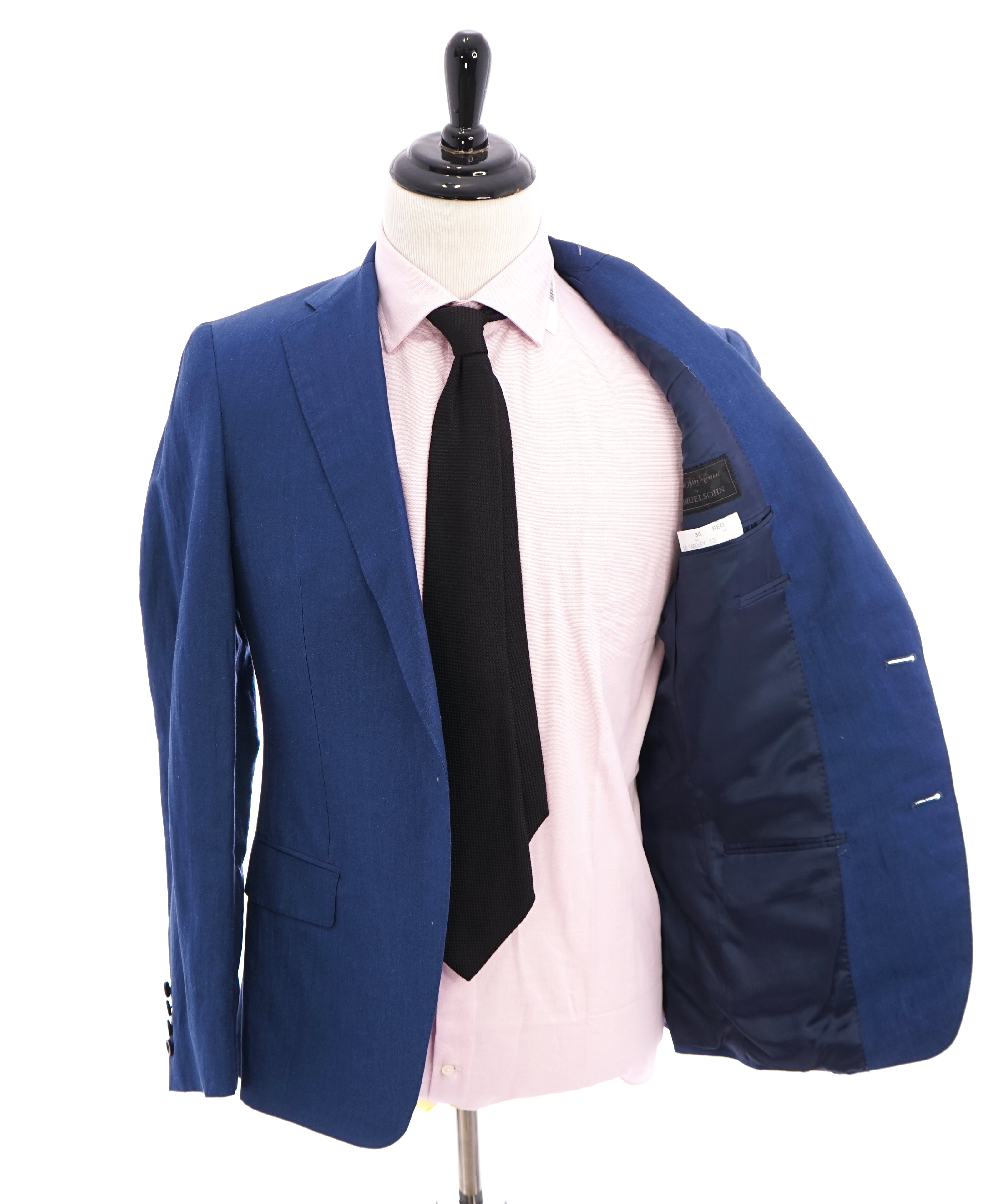 SAMUELSOHN - Cobalt Blue Linen & Silk Blend Premium Grade Blazer - 38R