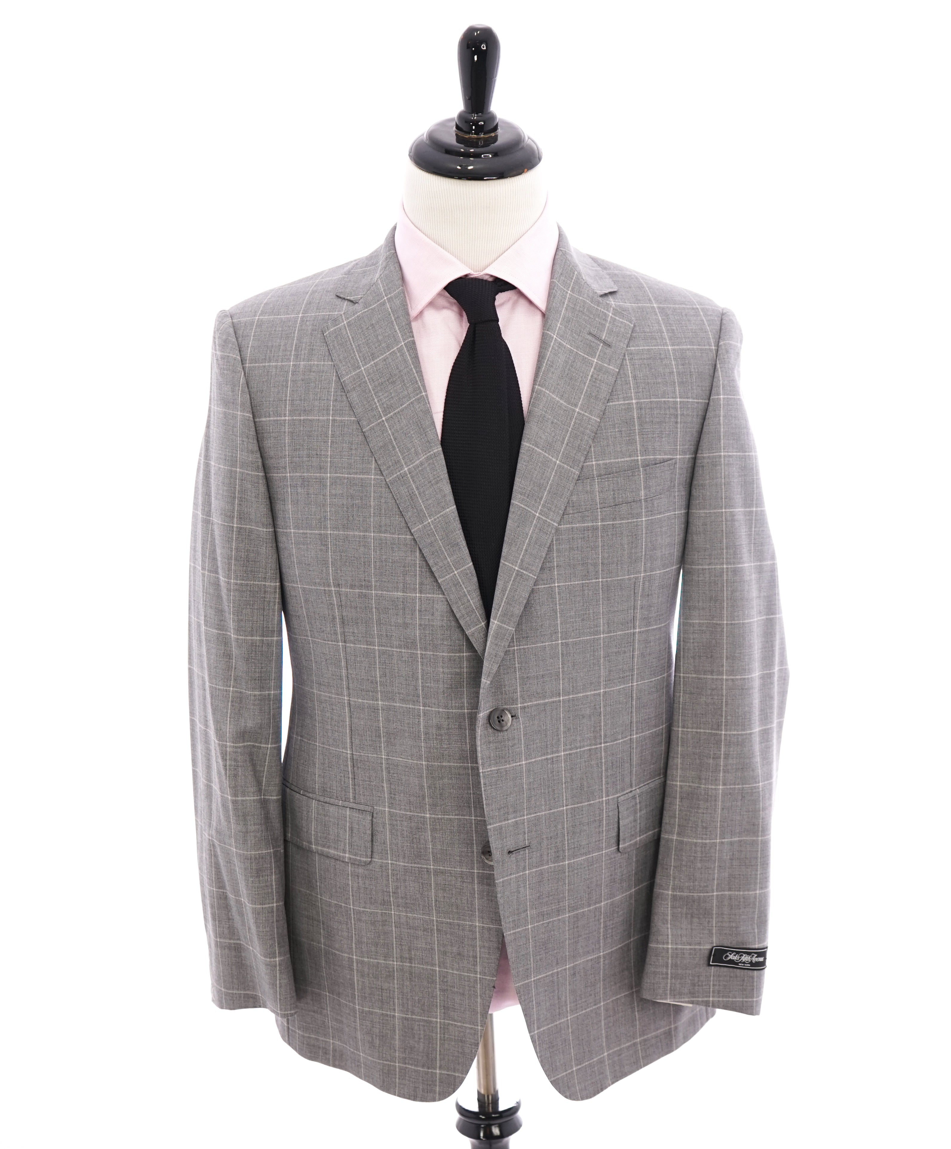 SAMUELSOHN - Notch Lapel "Performance" Gray Windowpane Check Suit - 42R