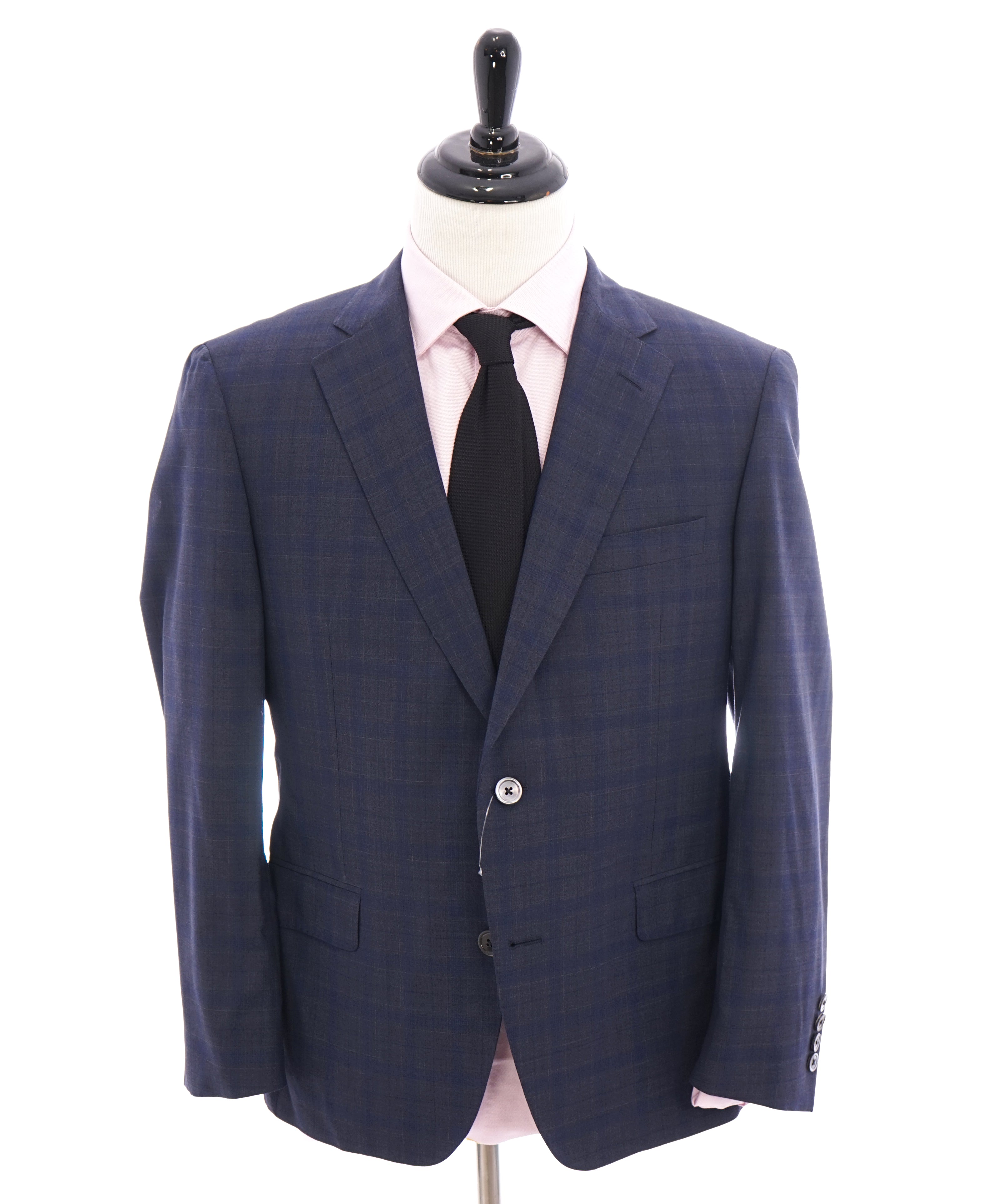 SAMUELSOHN - CUSTOM Blue Check Plaid "BARBERA" Fabric Suit - 42S/37W