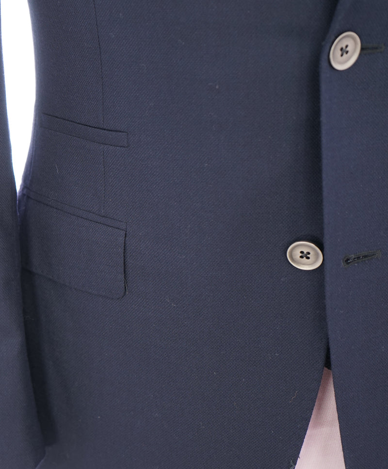 SAMUELSOHN - SLIM Navy Oxford Weave Zipper Pockets Travel Blazer - 40R