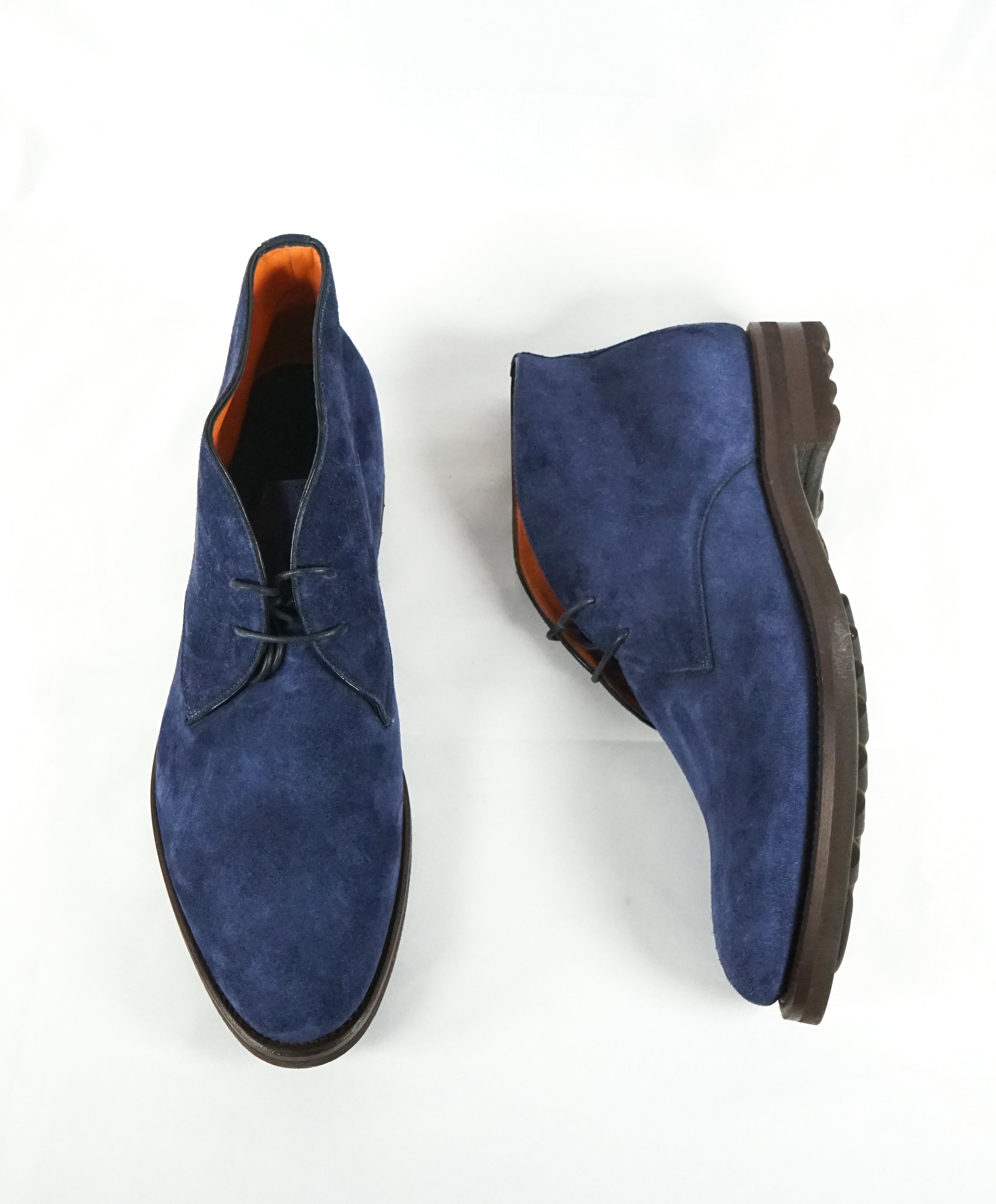 SANTONI - Powder Blue Suede Chukka Ankle Boots "GOODYEAR WELT” - 11