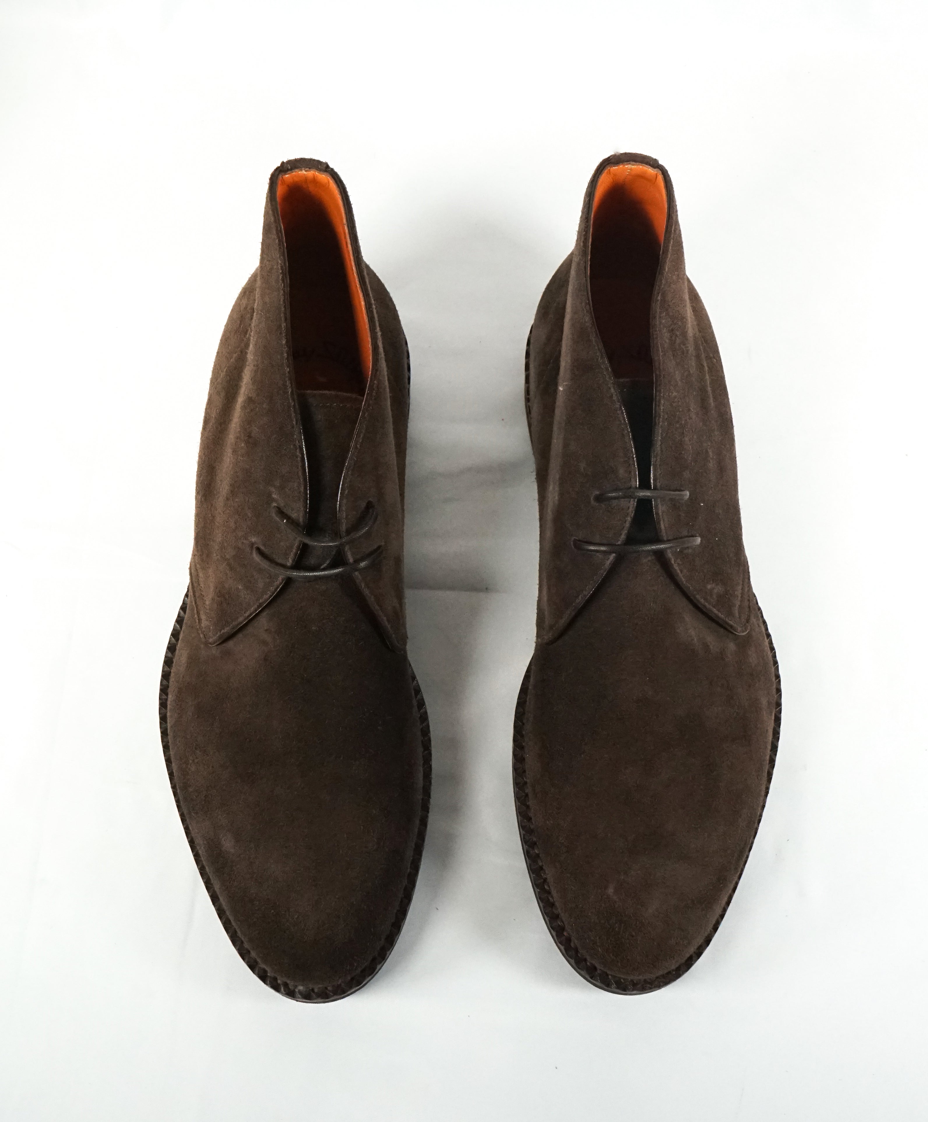 SANTONI -"FATTE A MANO” Brown Suede Chukka Ankle Boots-  10.5