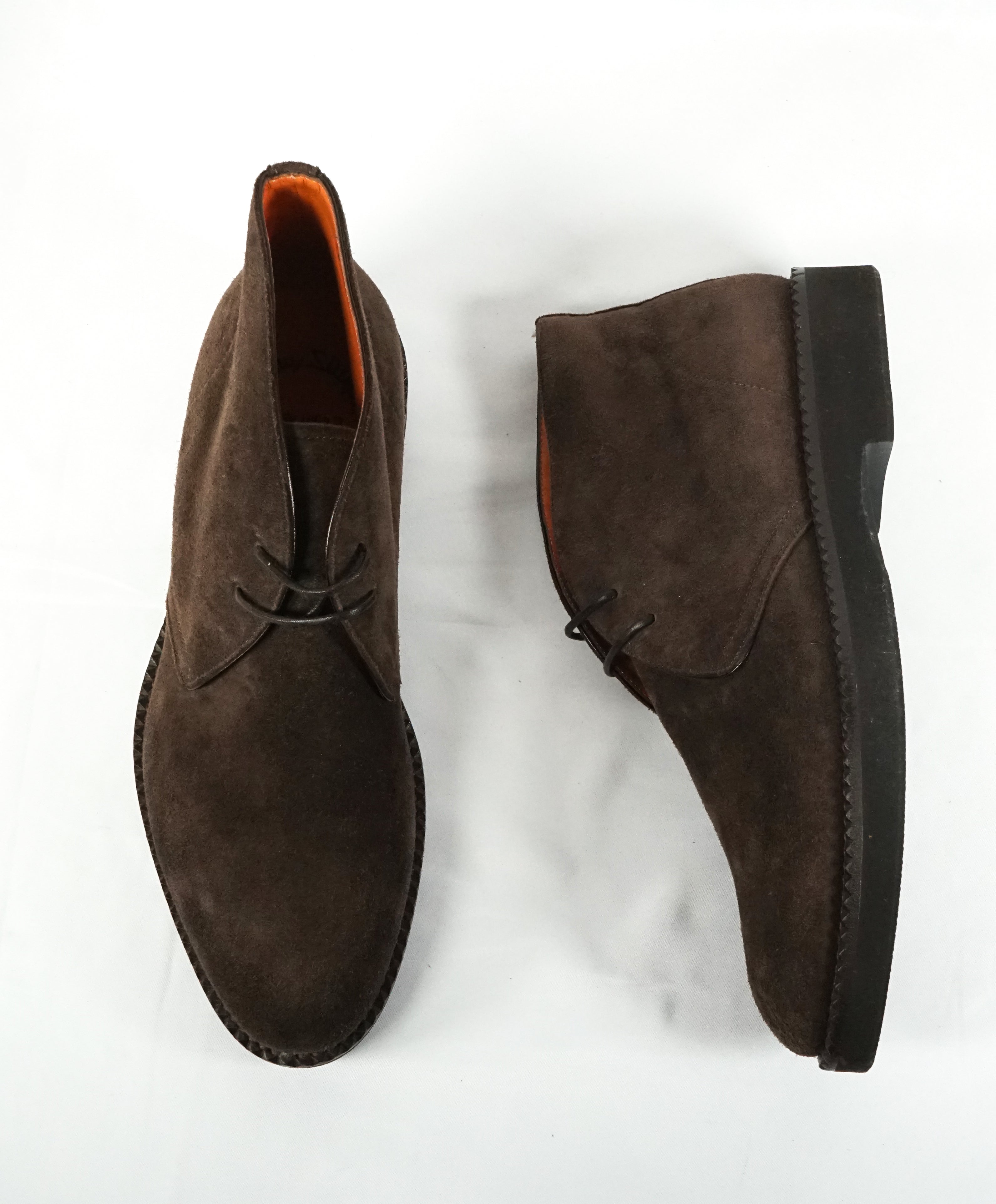 SANTONI -"FATTE A MANO” Brown Suede Chukka Ankle Boots-  10.5