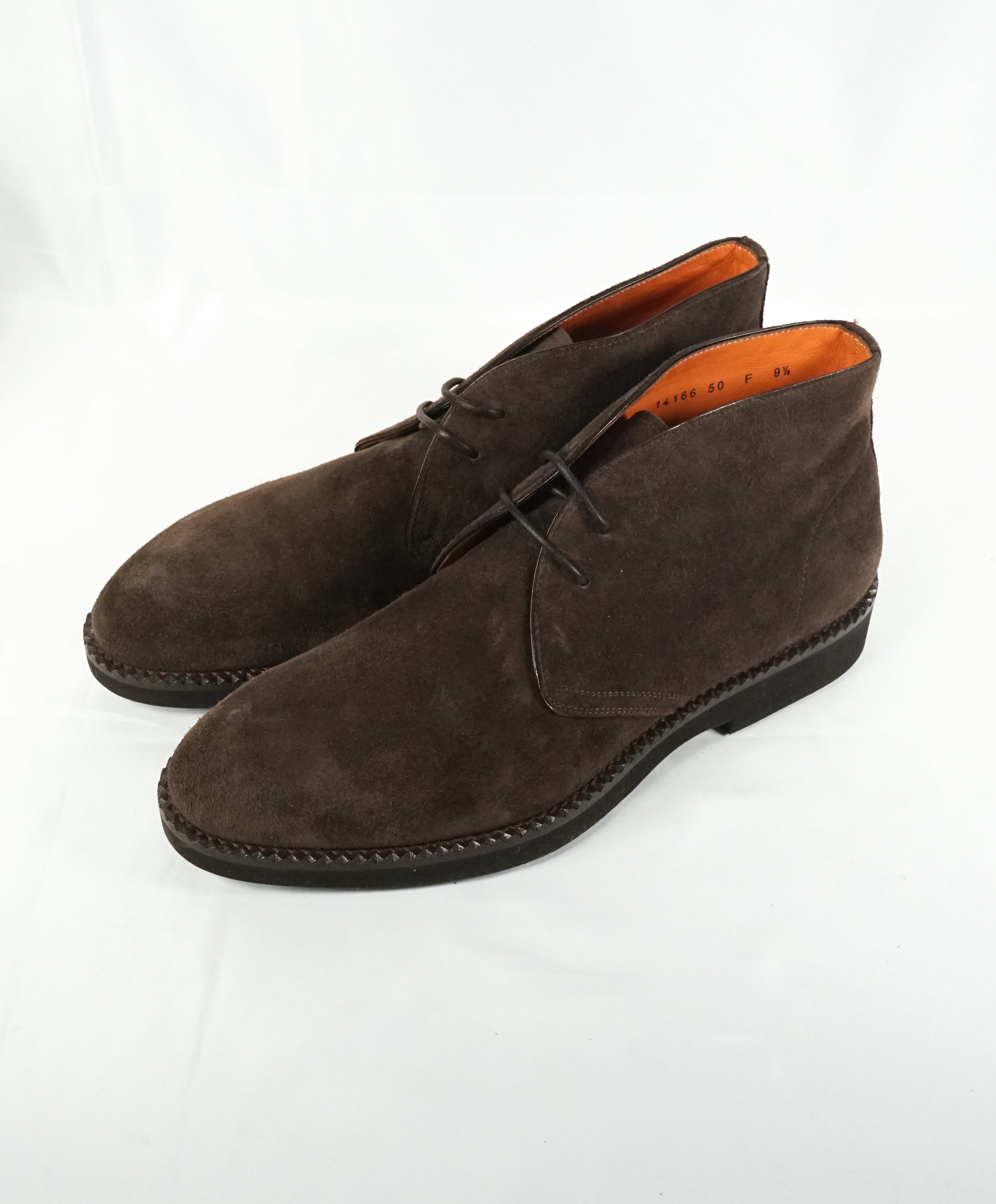 SANTONI -"FATTE A MANO” Brown Suede Chukka Ankle Boots-  10.5