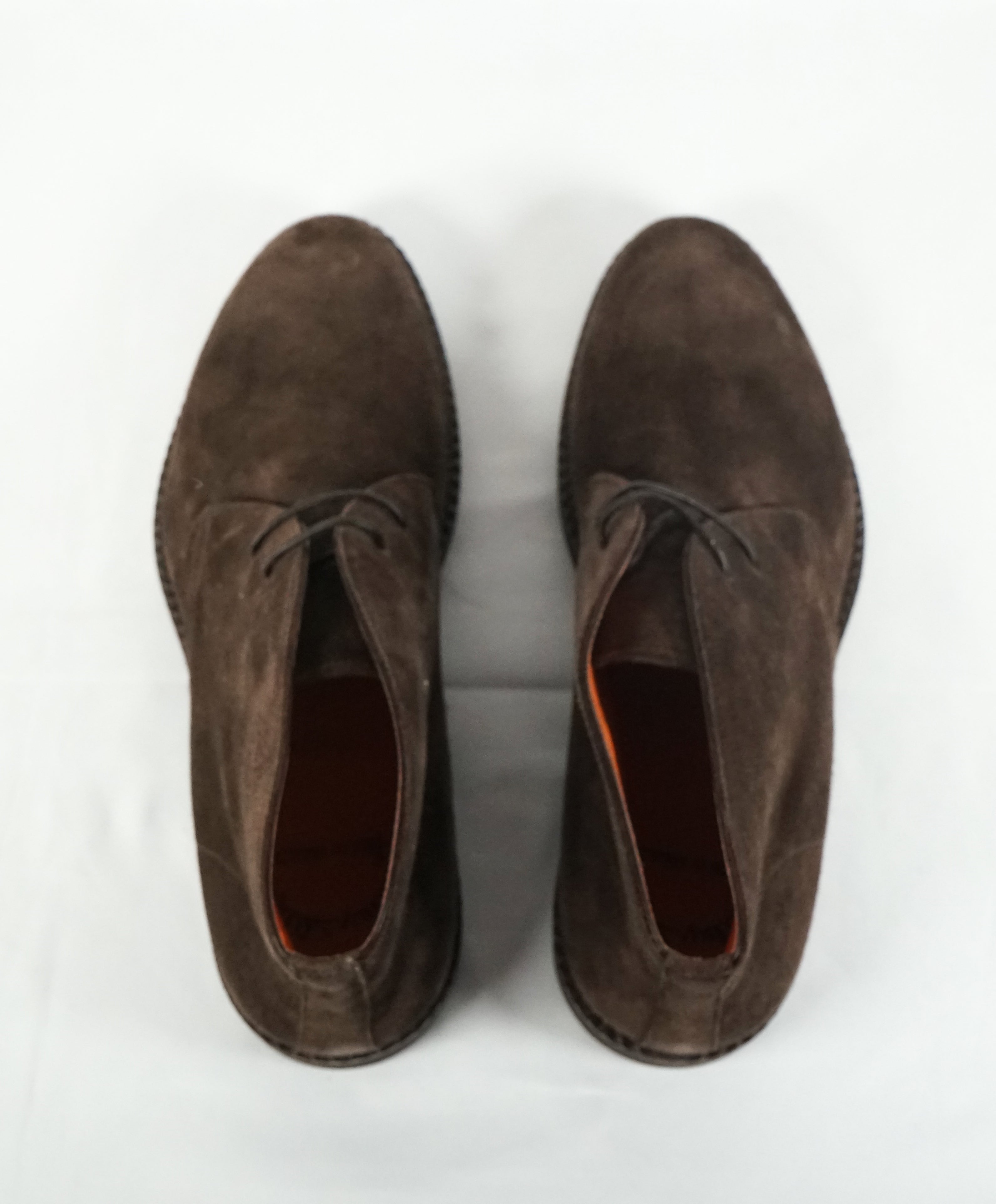 SANTONI -"FATTE A MANO” Brown Suede Chukka Ankle Boots-  10.5