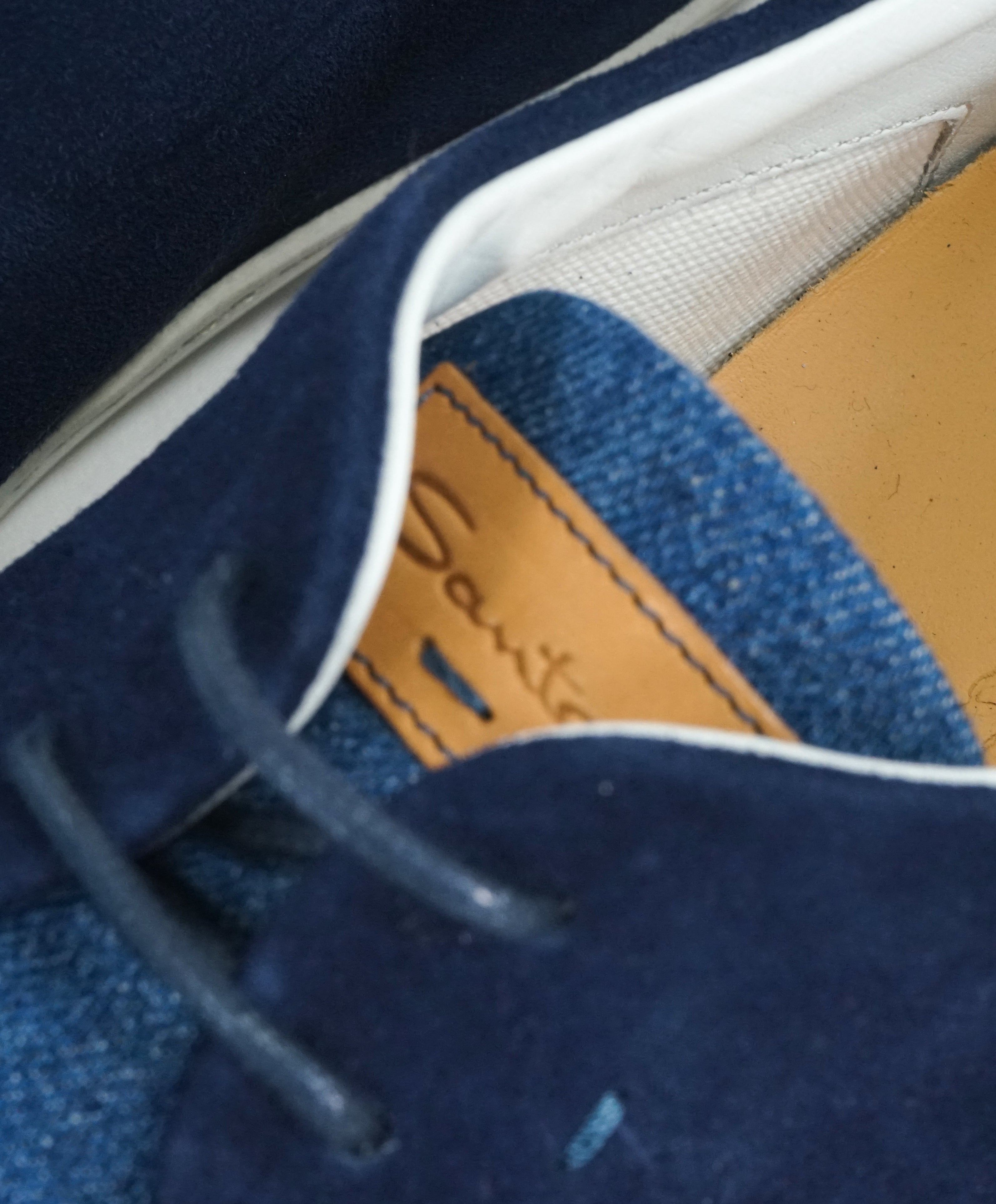 SANTONI - Mixed Media Denim & Suede Premium Grade Sneakers - 12