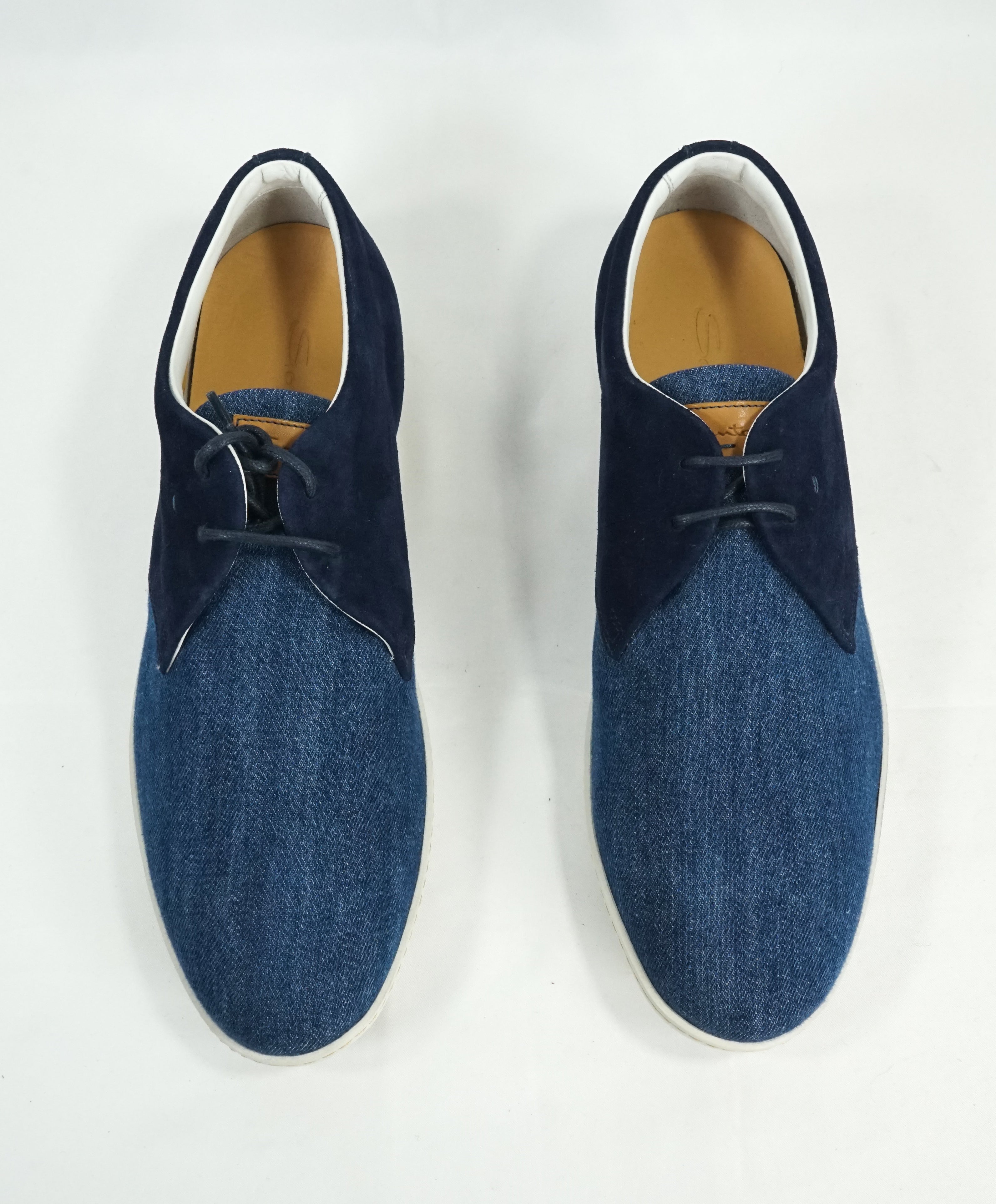 SANTONI - Mixed Media Denim & Suede Premium Grade Sneakers - 11.5