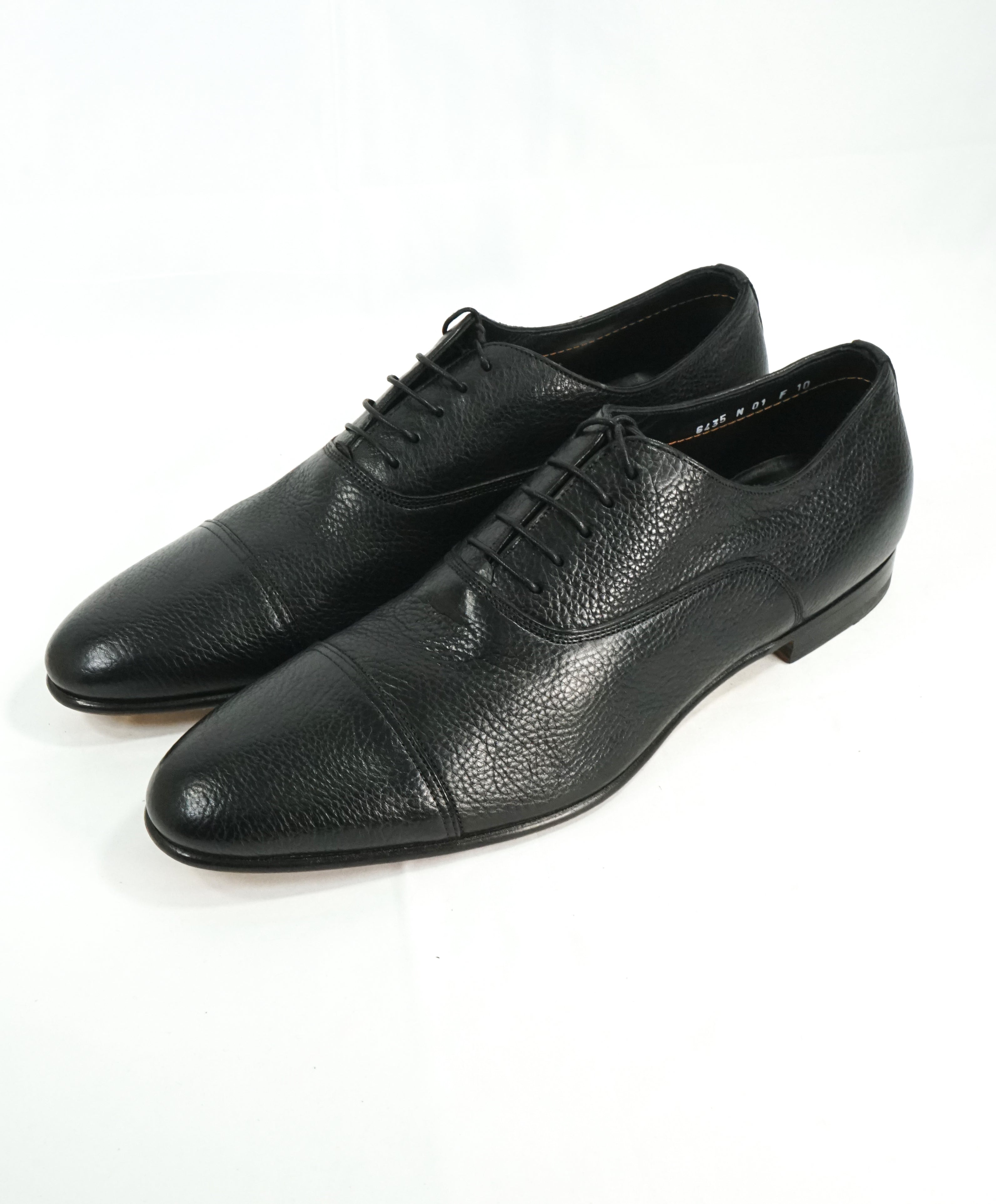 SANTONI - "Fatte A Mano" Hand Made Pebbled Leather Unlined Venetian Oxford - 11