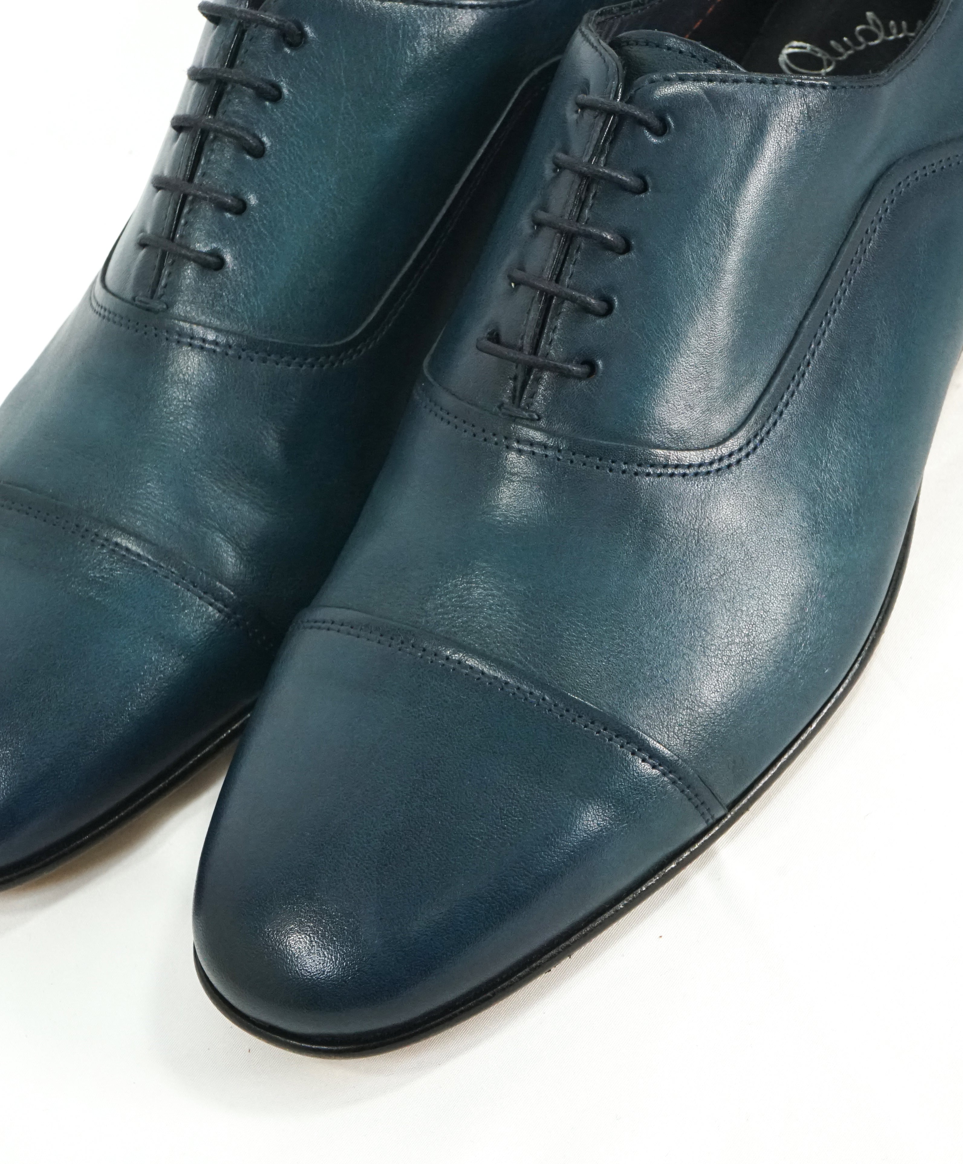 SANTONI - "Fatte A Mano" Hand Made Turquoise Unlined Venetian Oxford - 9