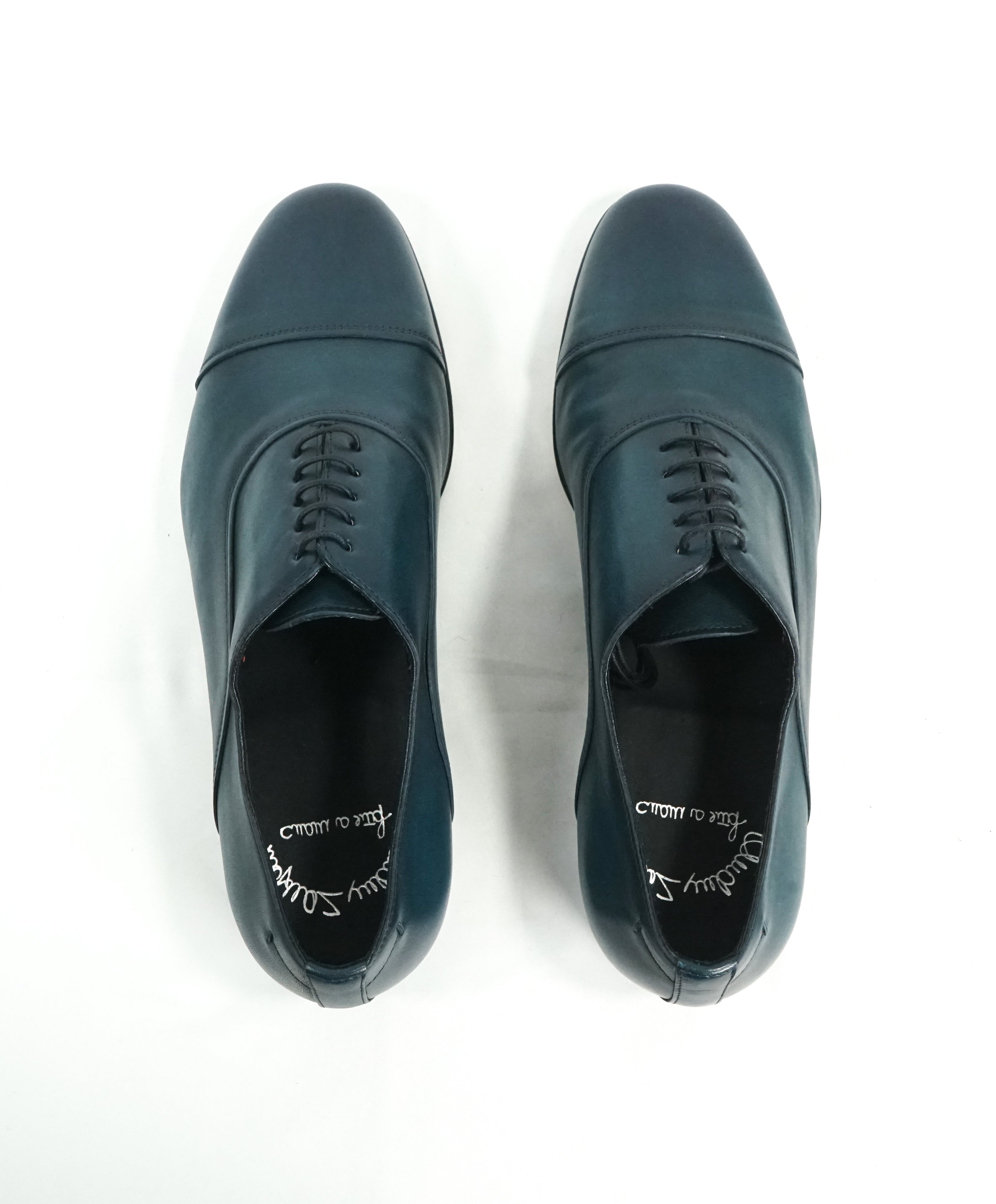 SANTONI - "Fatte A Mano" Hand Made Turquoise Unlined Venetian Oxford - 9