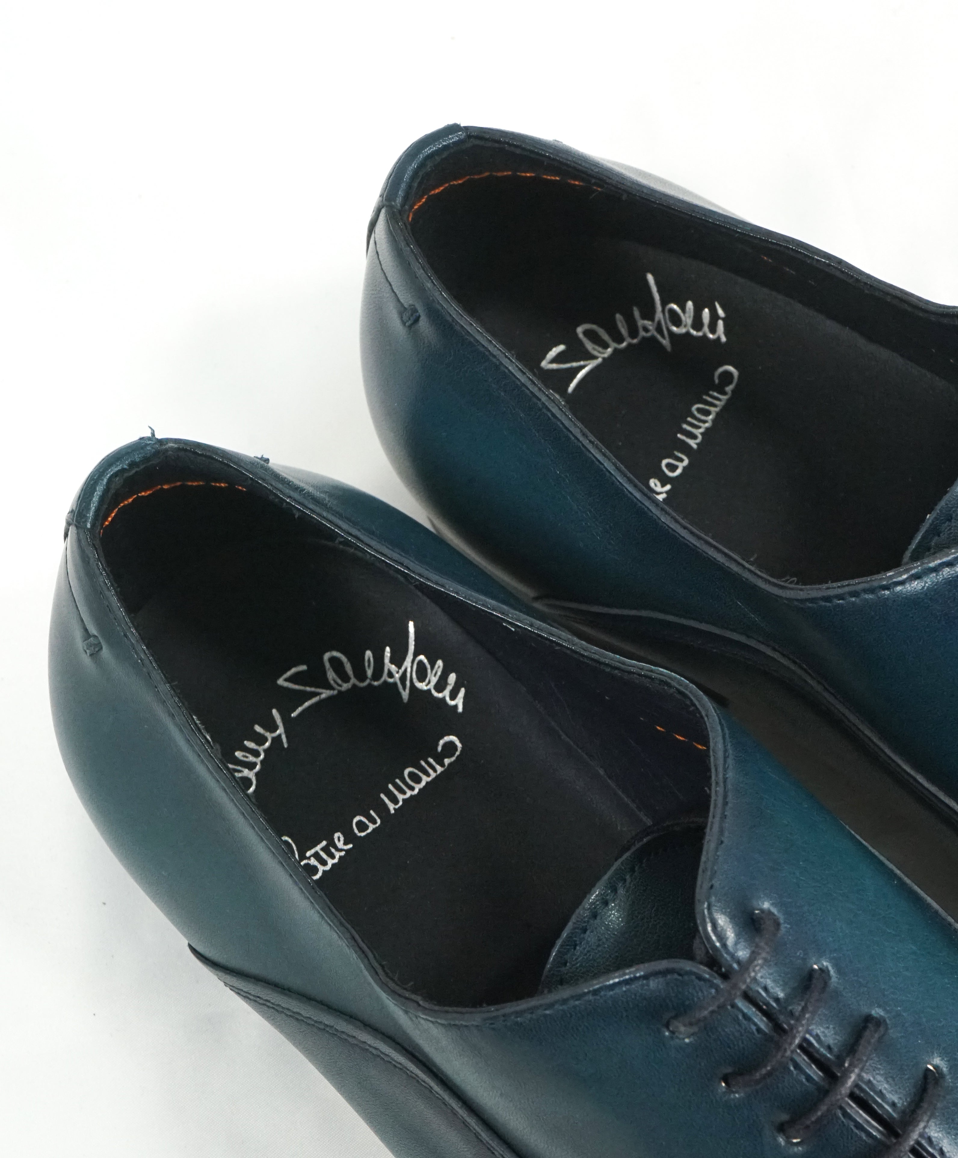 SANTONI - "Fatte A Mano" Hand Made Turquoise Unlined Venetian Oxford - 9