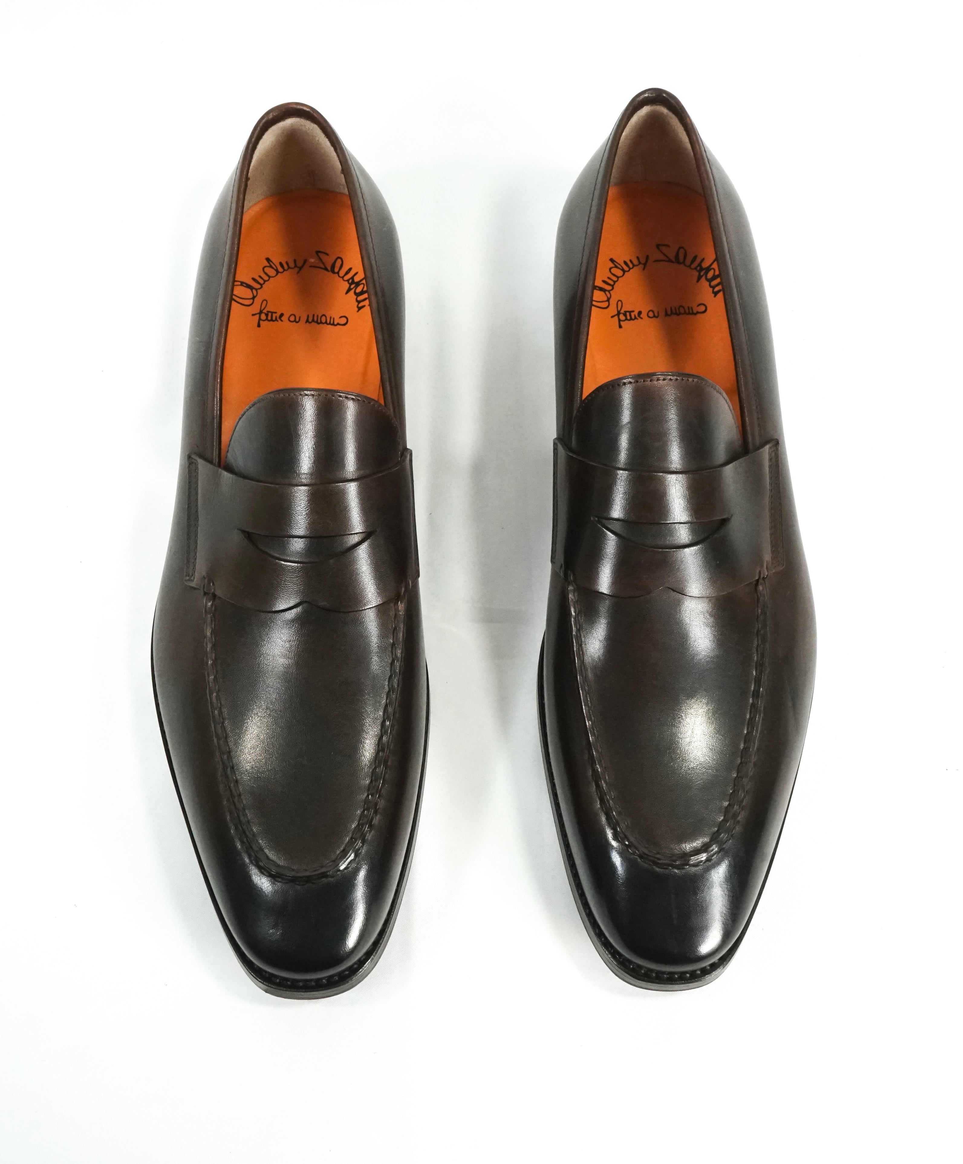 SANTONI - "Fatte A Mano" Hand Made Round Toe Penny Loafers - 10