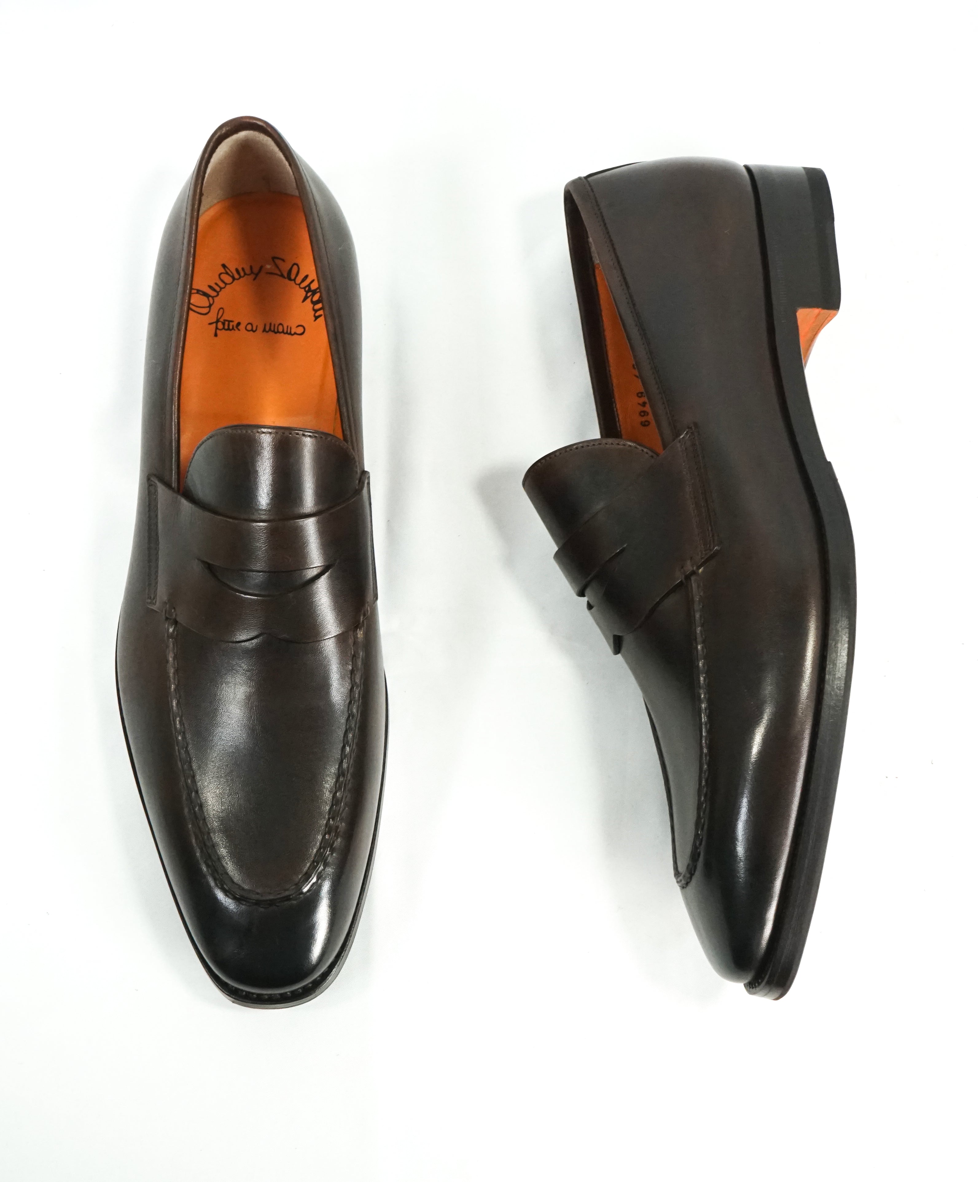 SANTONI - "Fatte A Mano" Hand Made Round Toe Penny Loafers - 10