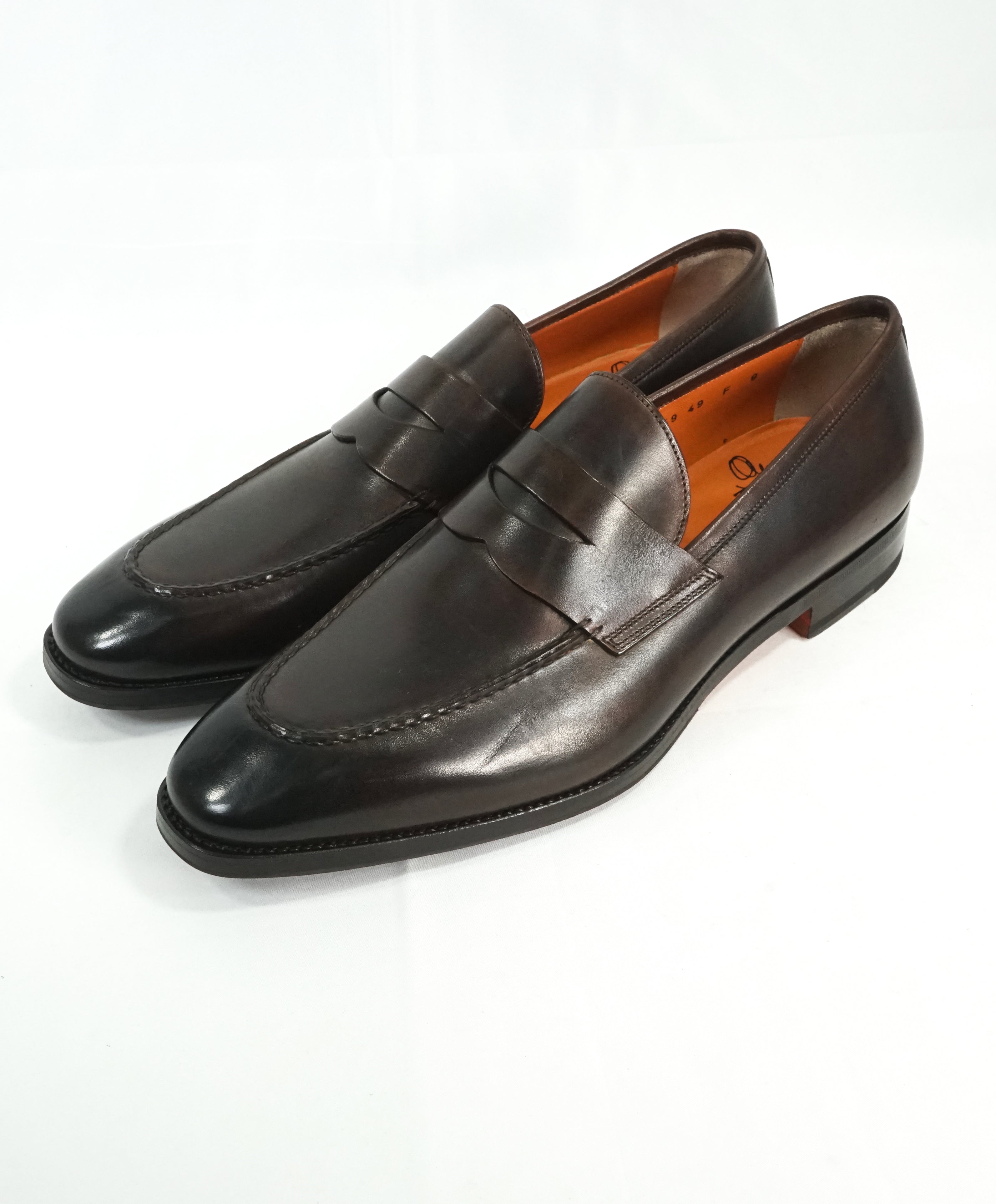 SANTONI - "Fatte A Mano" Hand Made Round Toe Penny Loafers - 10