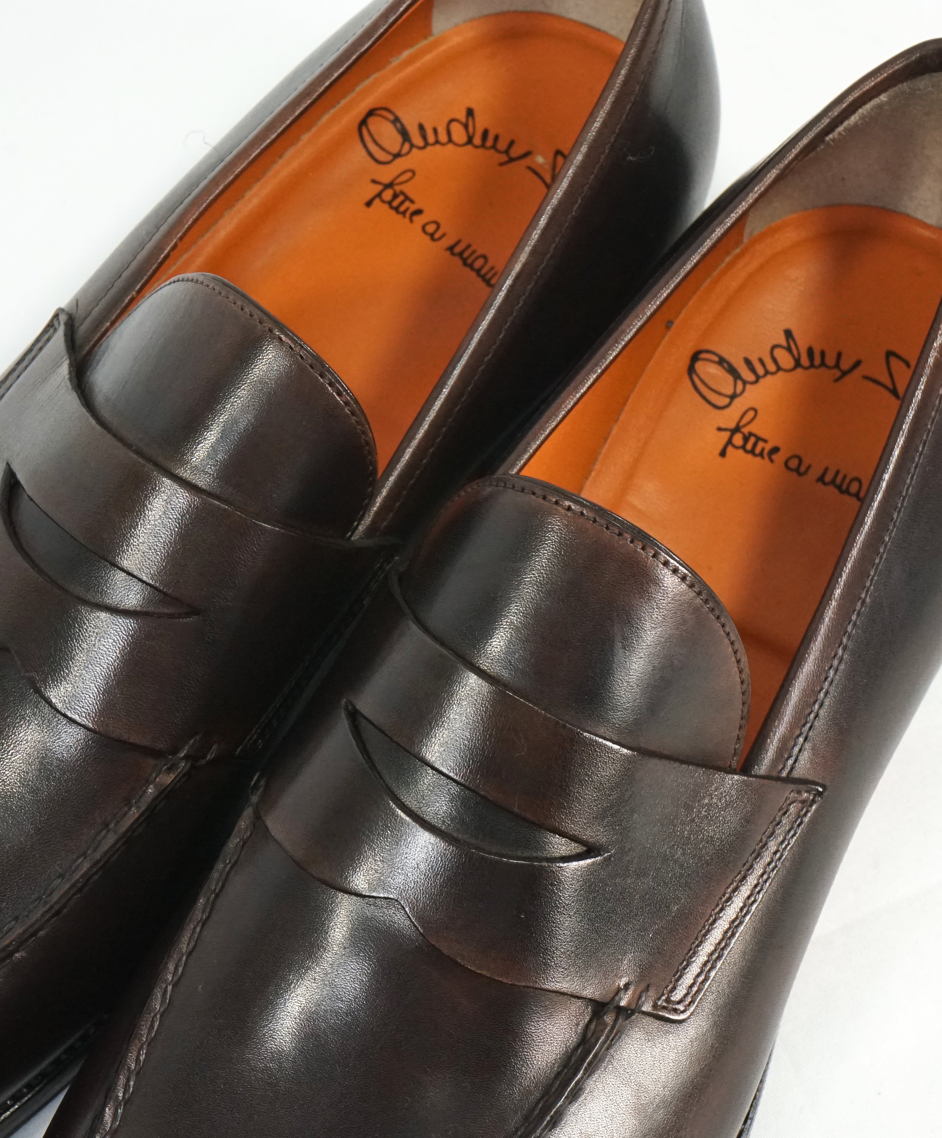 SANTONI - "Fatte A Mano" Hand Made Round Toe Penny Loafers - 10