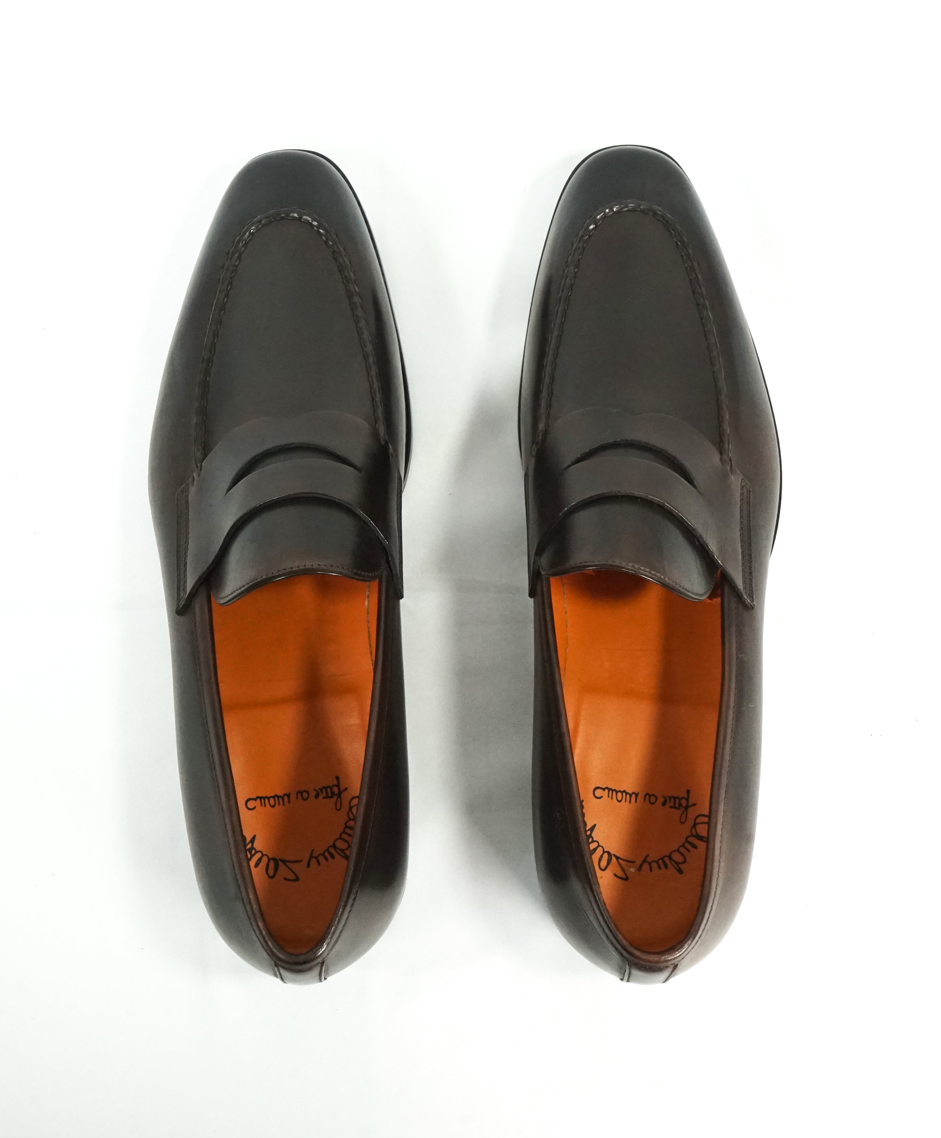 SANTONI - "Fatte A Mano" Hand Made Round Toe Penny Loafers - 10