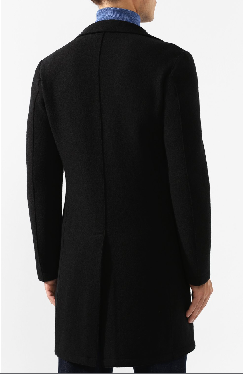 $1,395 ELEVENTY - Black Essential Pure Wool Top Coat - 42 US (52EU)