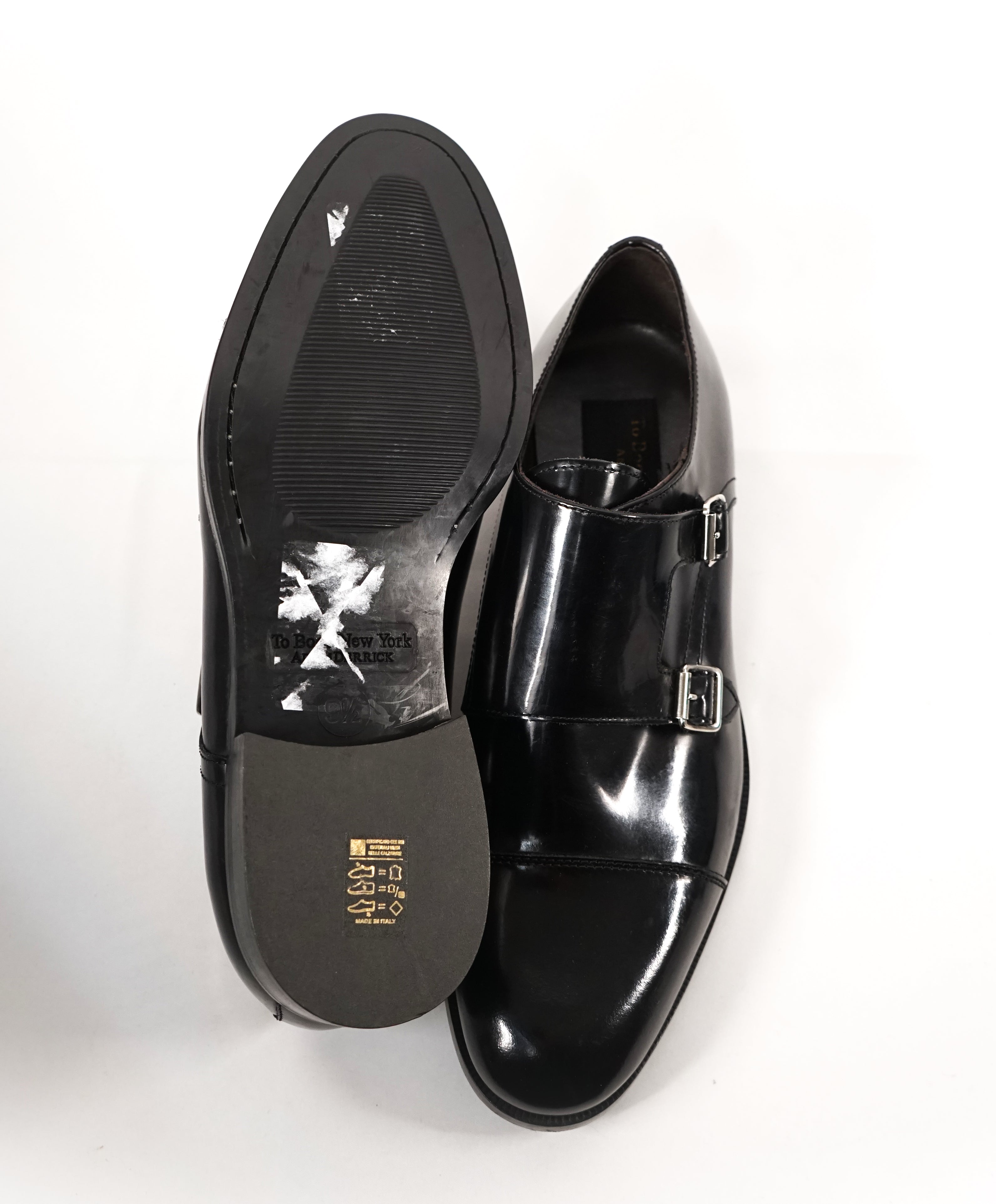 TO BOOT NEW YORK - Double Monk Strap Loafers Black Patent Loafers - 9.5