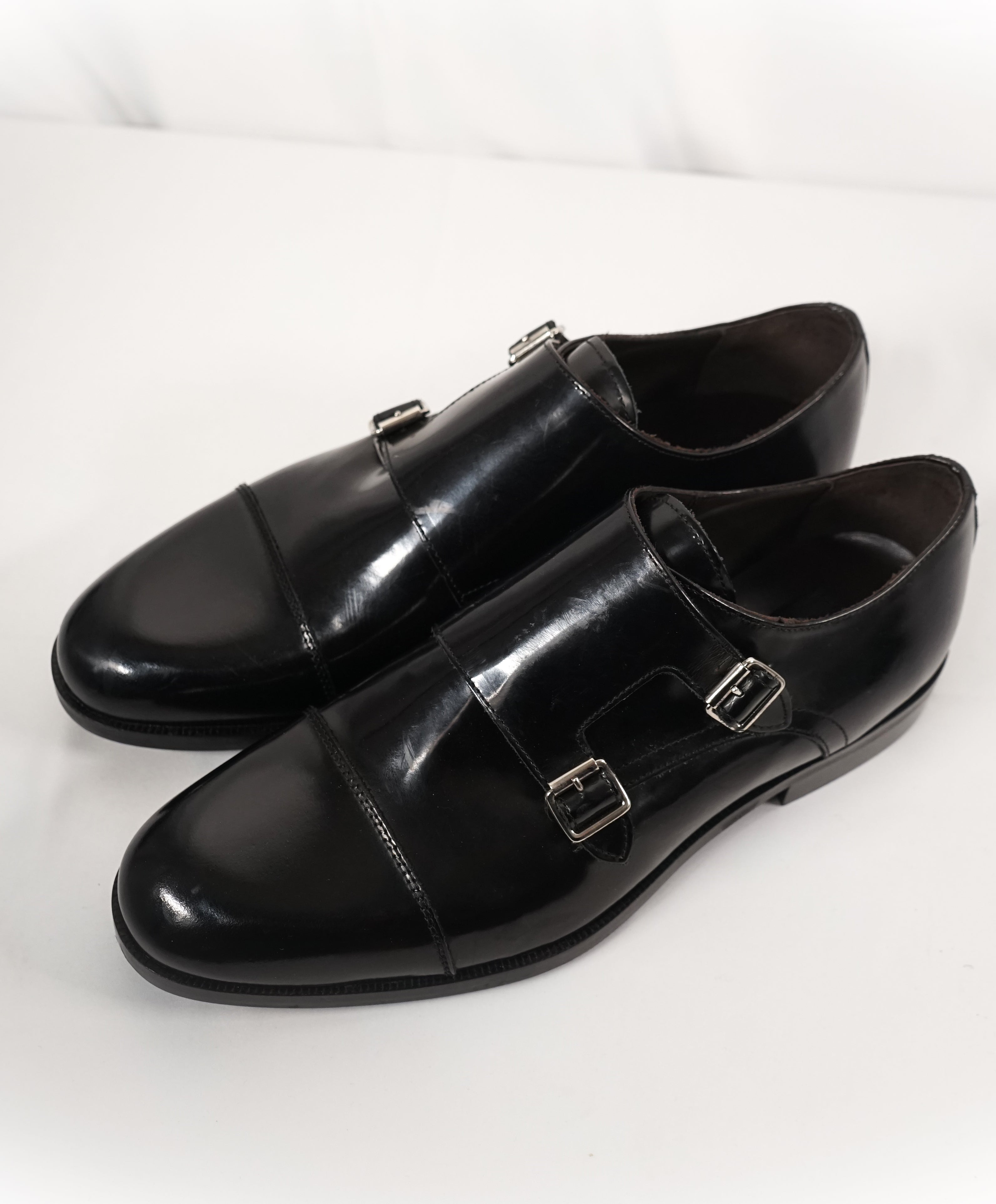 TO BOOT NEW YORK - Double Monk Strap Loafers Black Patent Loafers - 9.5