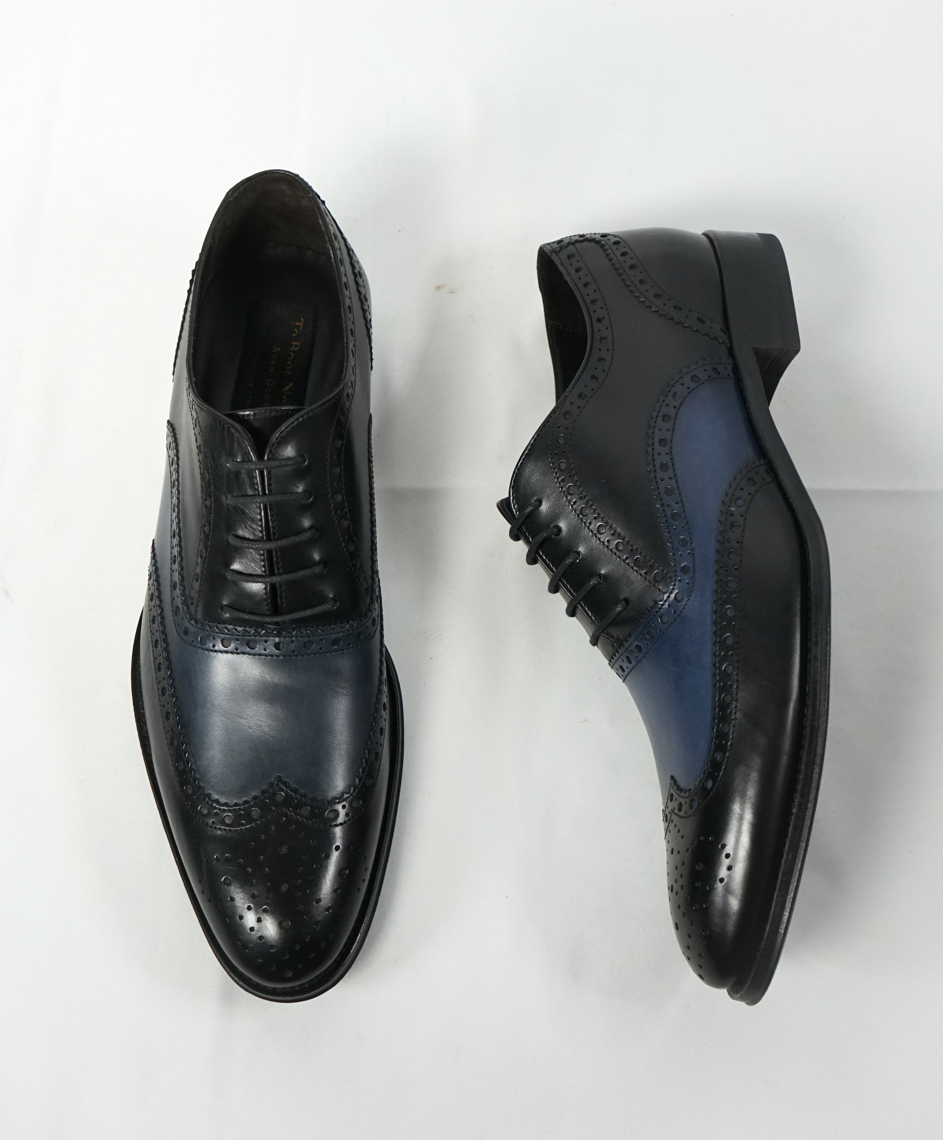 TO BOOT NEW YORK - Two Tone Wingtip Brogue Oxford Black/ Blue - 8.5