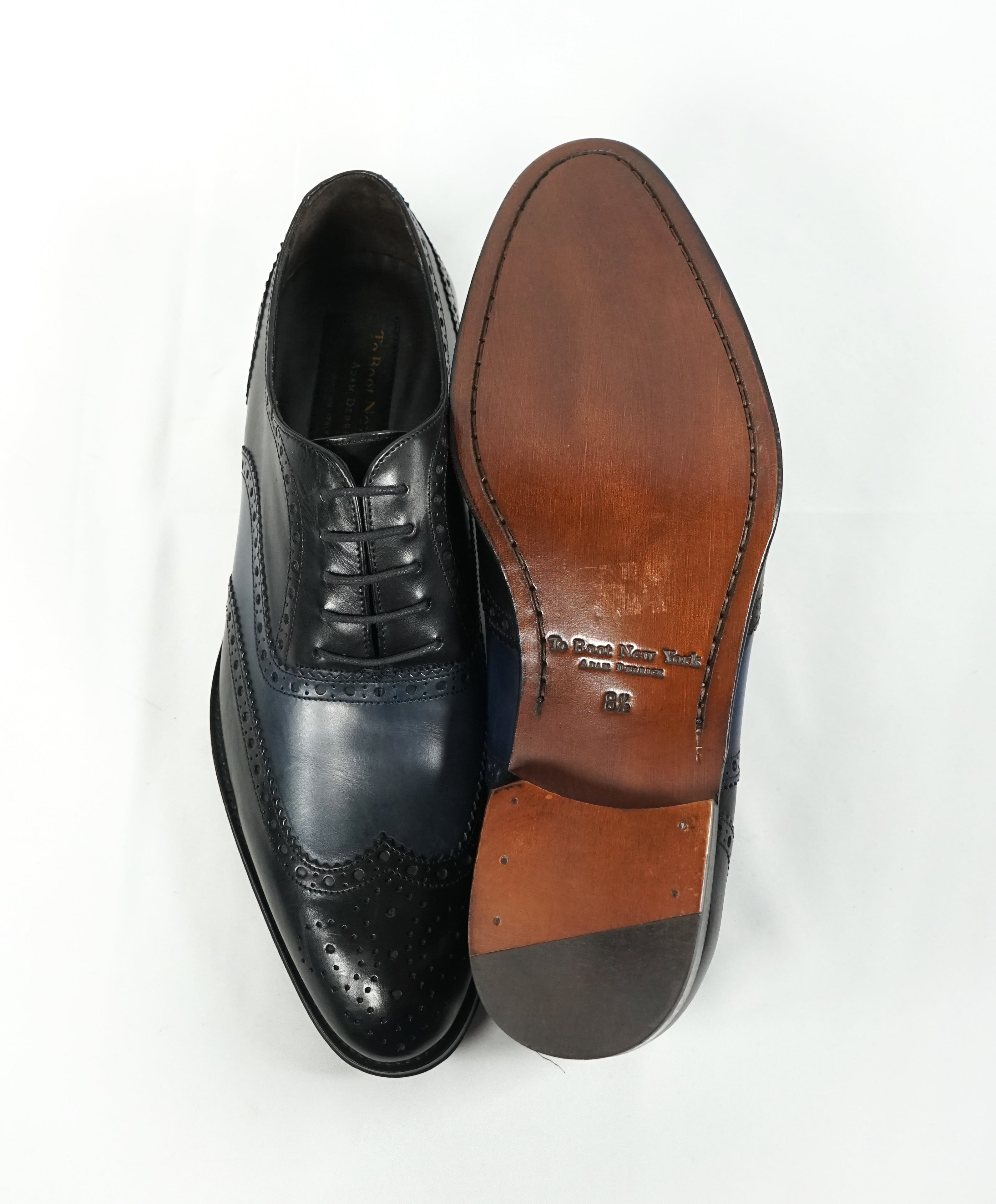 TO BOOT NEW YORK - Two Tone Wingtip Brogue Oxford Black/ Blue - 8.5