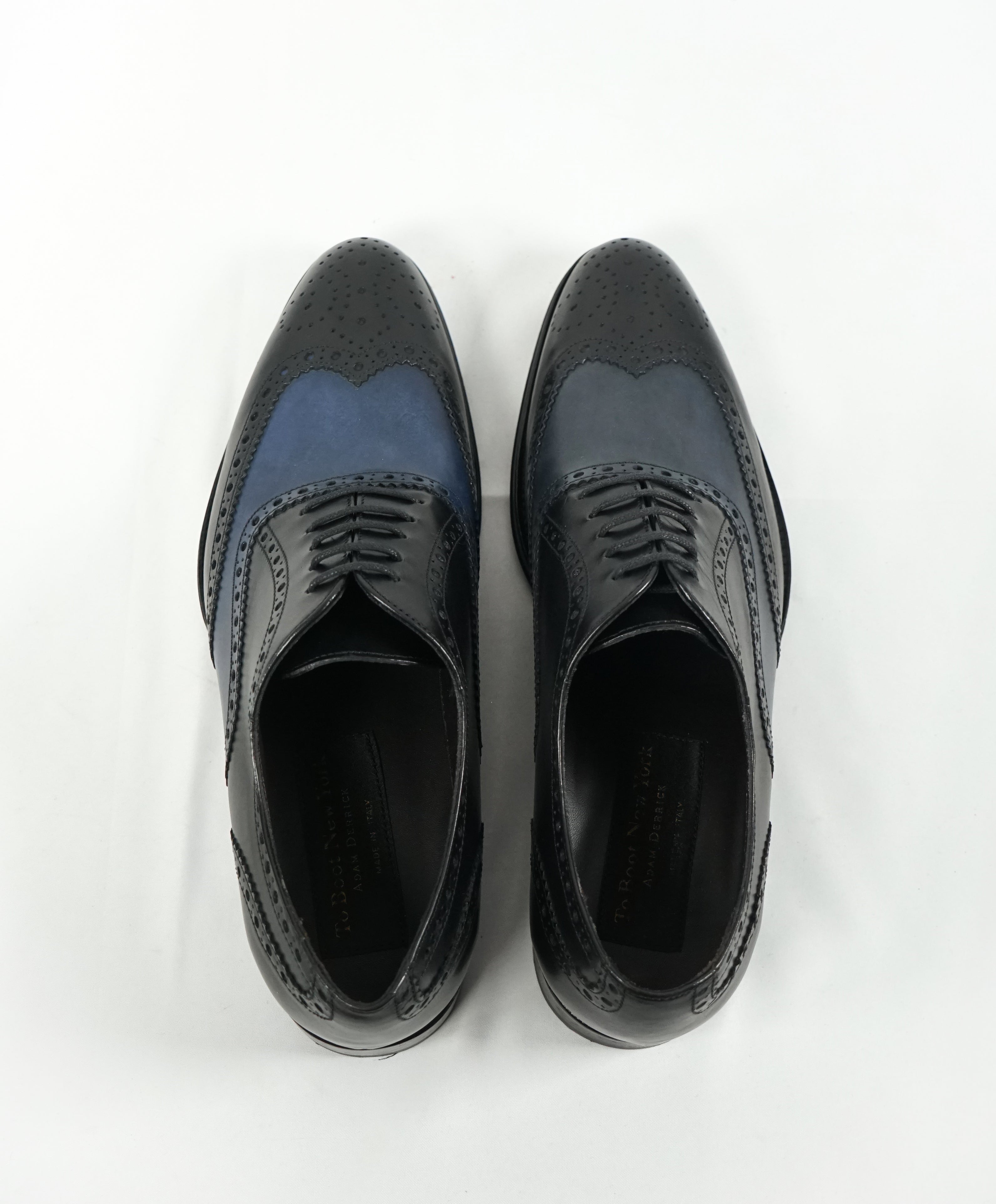 TO BOOT NEW YORK - Two Tone Wingtip Brogue Oxford Black/ Blue - 8.5