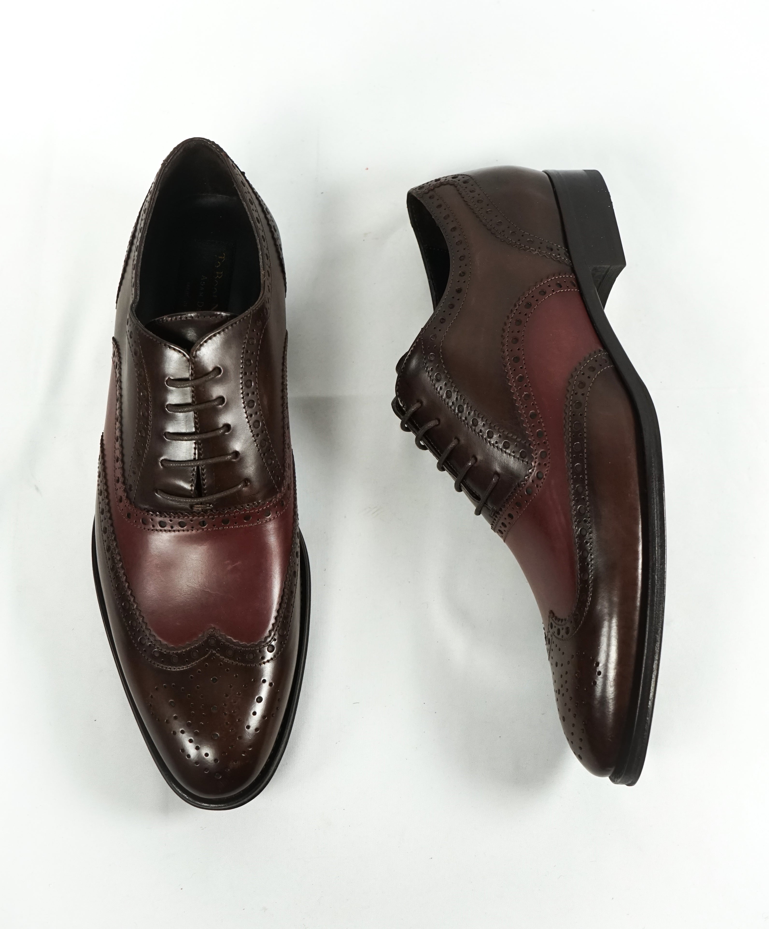 TO BOOT NEW YORK - Two Tone Wingtip Brogue Oxford Brown/Oxblood - 10