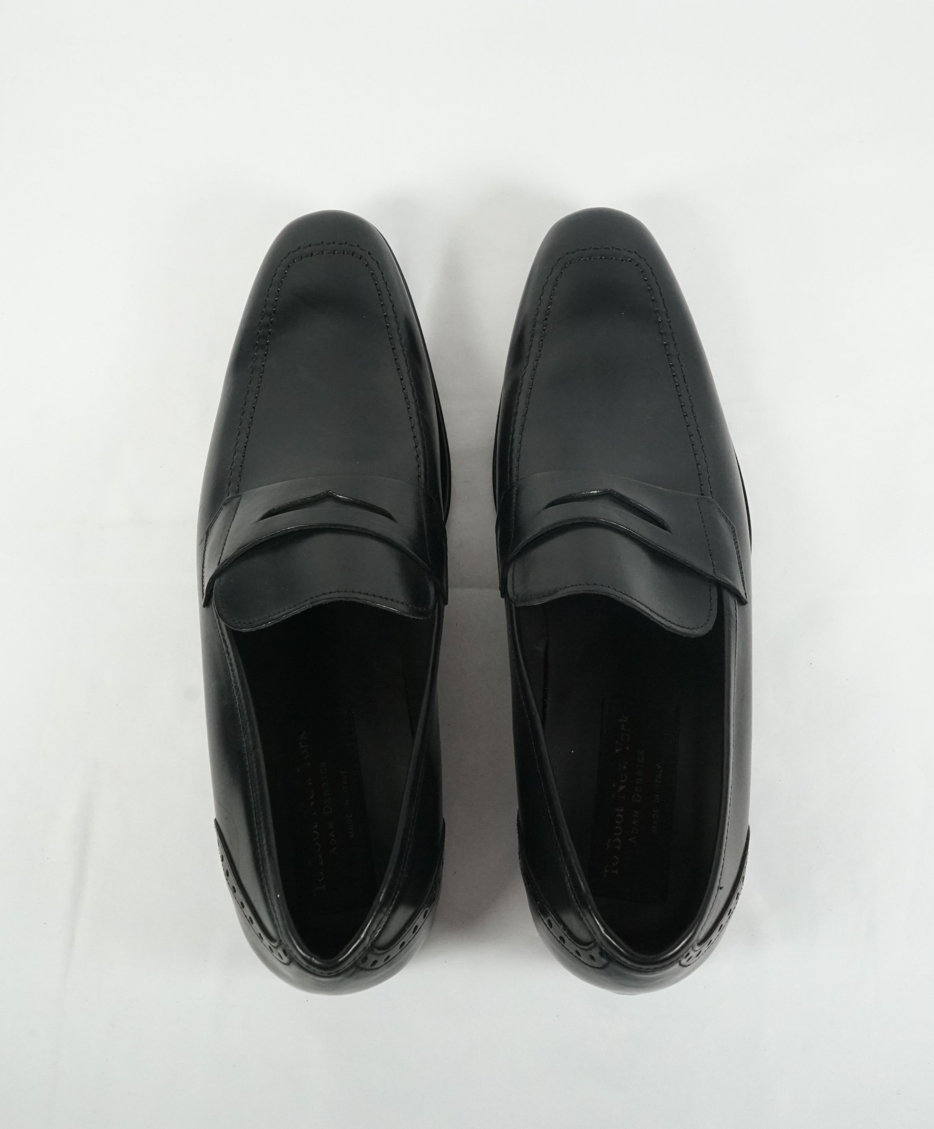 TO BOOT NEW YORK - "Moore" Black Penny Loafers Brogue Detail - 10.5