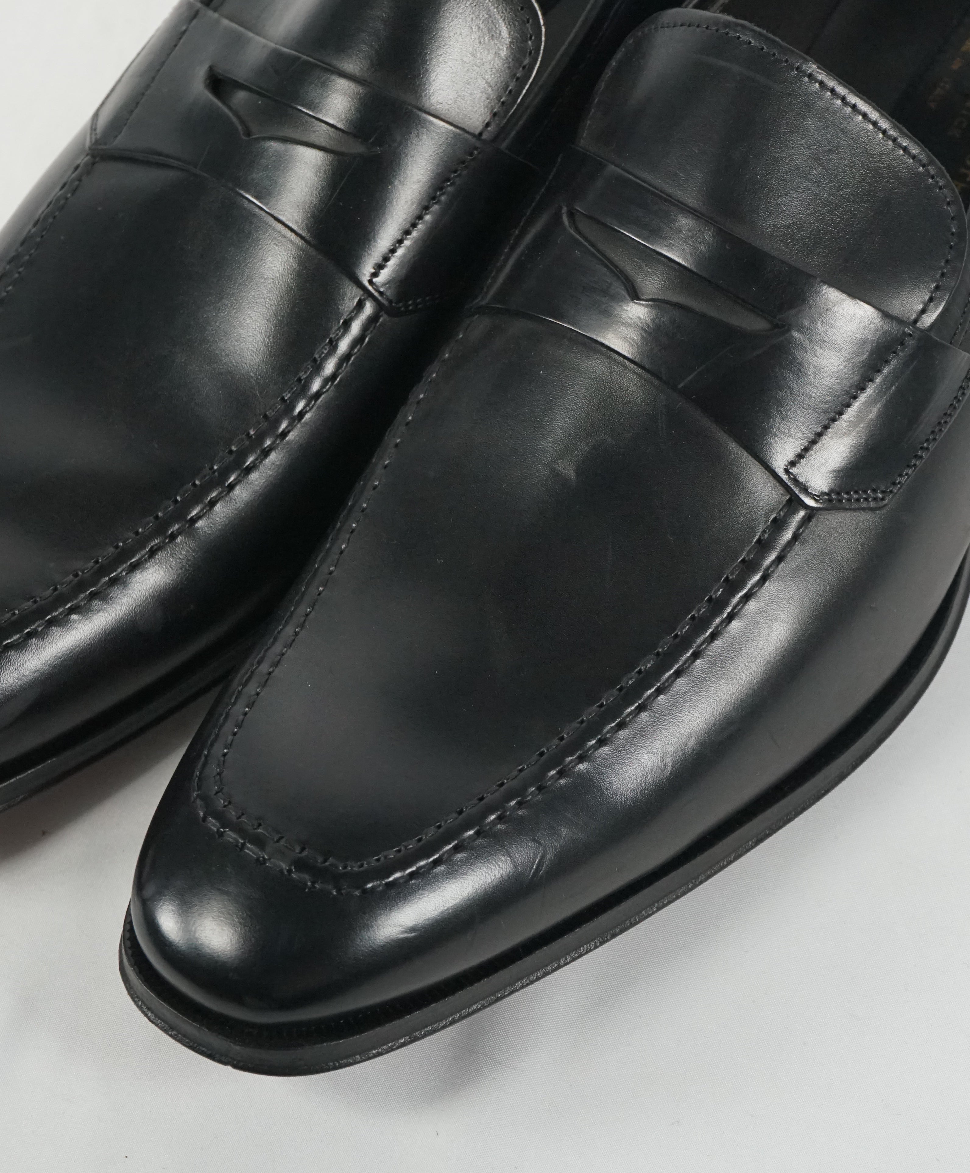 TO BOOT NEW YORK - "Moore" Black Penny Loafers Brogue Detail - 10.5