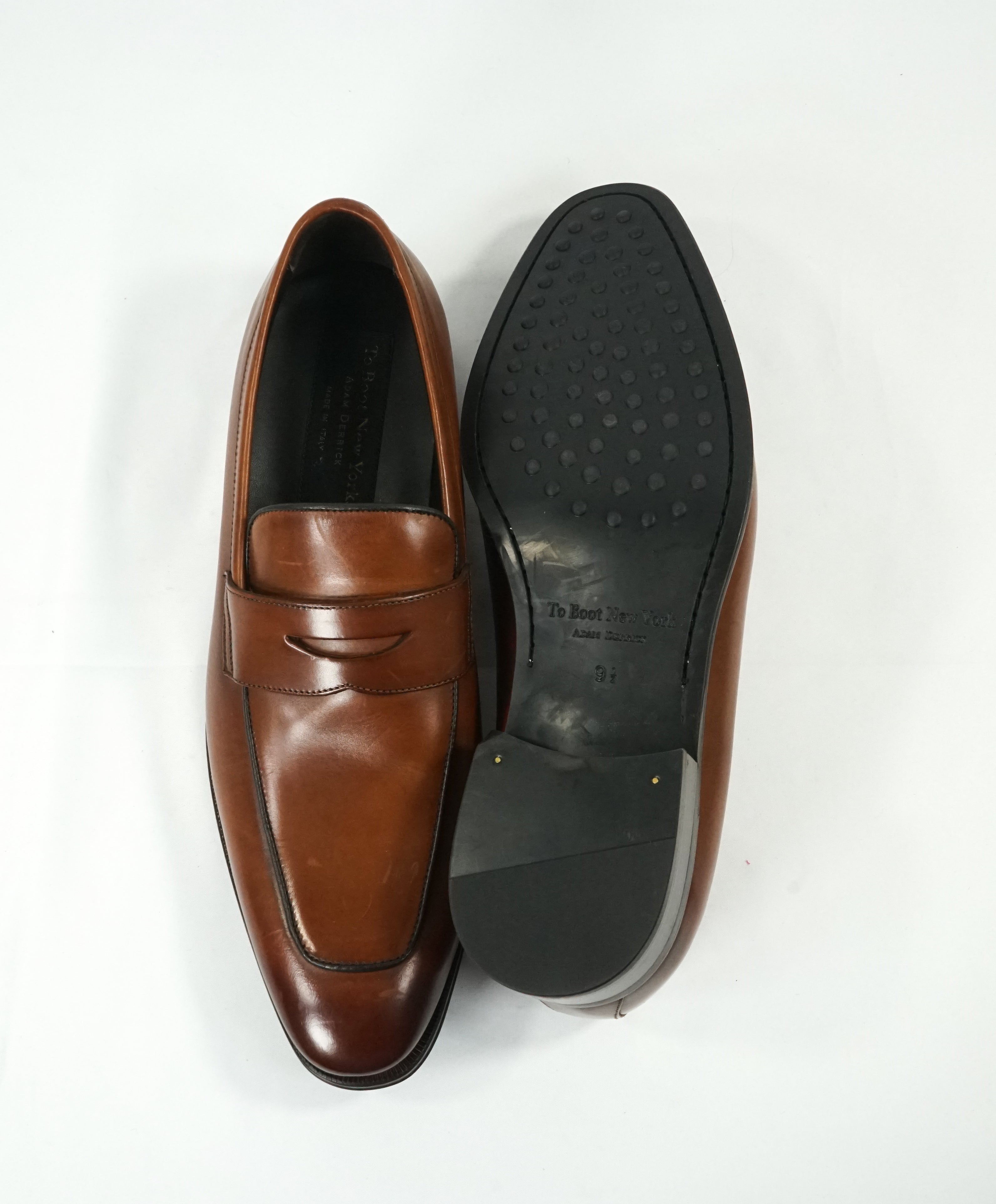 TO BOOT NEW YORK - “Dupont” Brown Premium Grade Leather Penny Loafers - 9.5