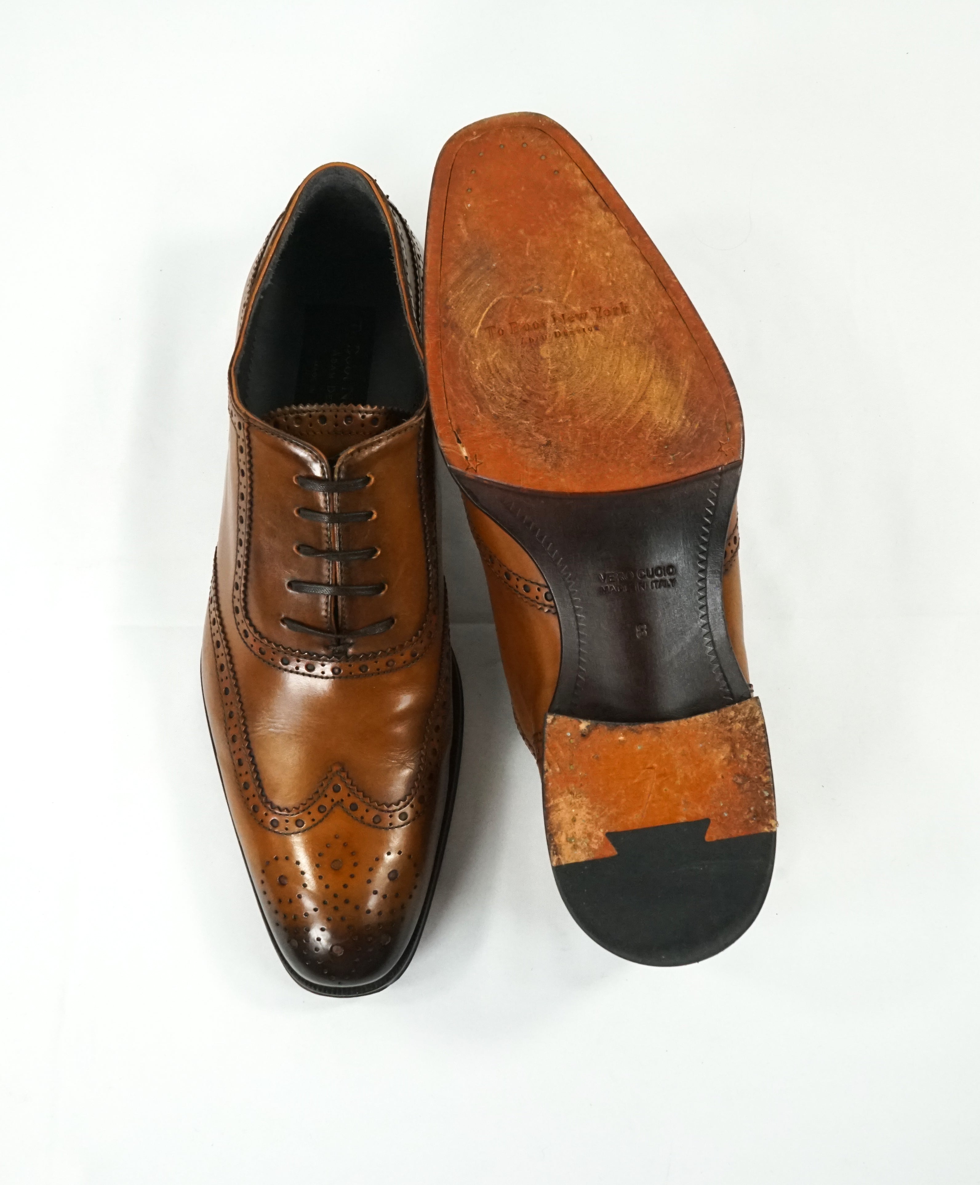 TO BOOT NEW YORK - “Burns” Whiskey Brown Wingtip Oxfords - 8