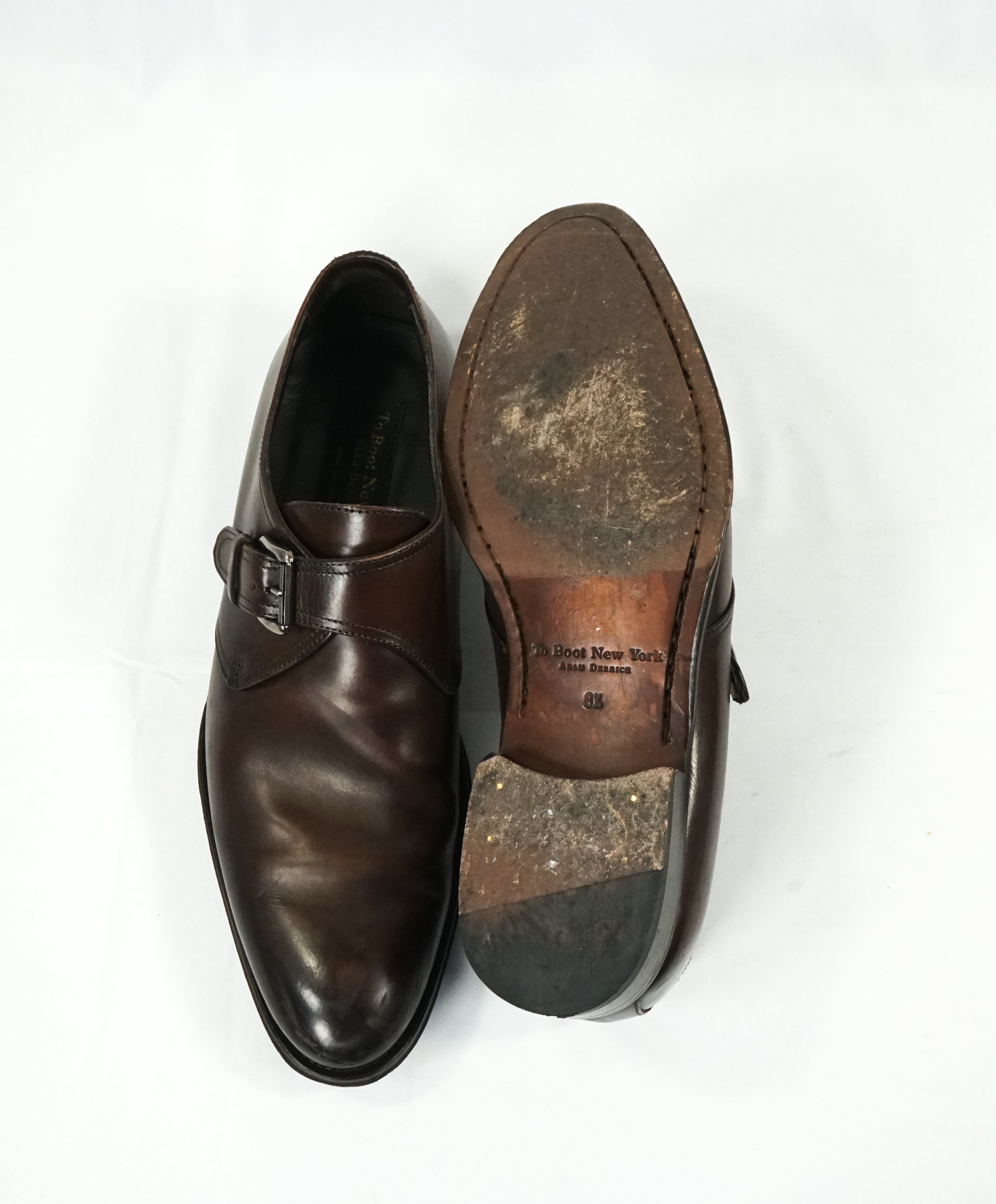 TO BOOT NEW YORK - Brown Single Monk Strap Loafers W Round Toe - 8.5