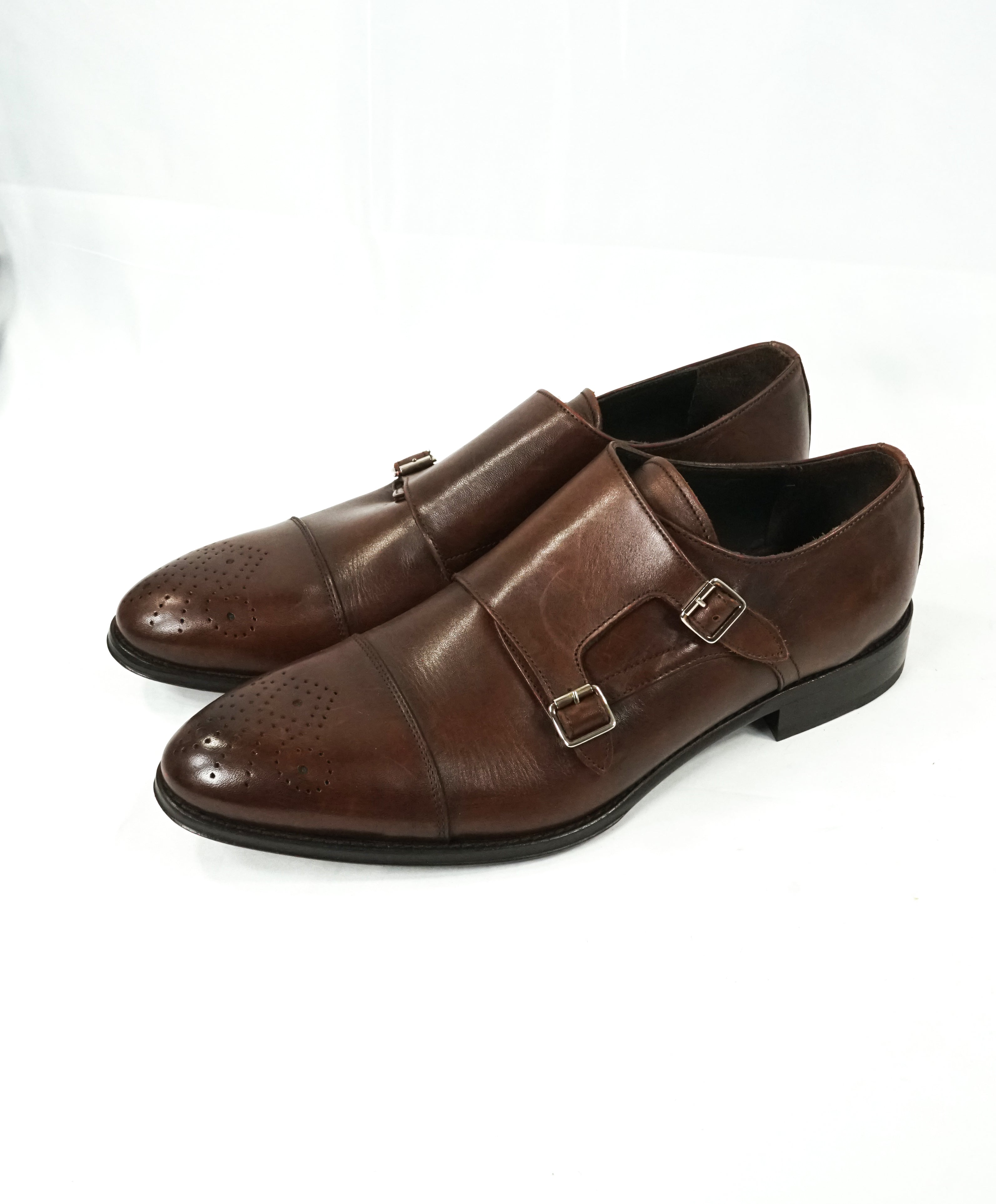 TO BOOT NEW YORK - Double Monk Strap Loafers Brown Brogue Round Toe - 13