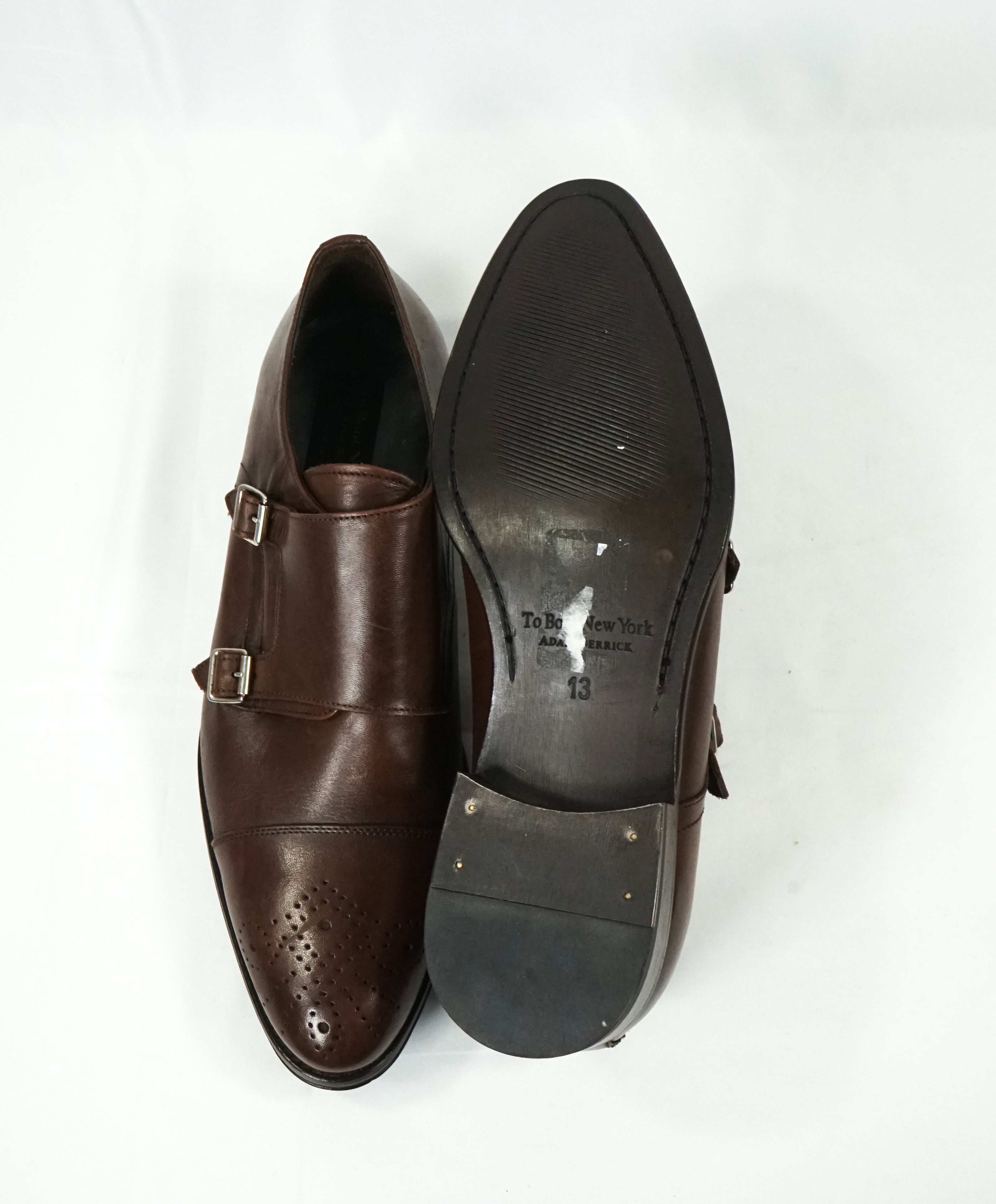 TO BOOT NEW YORK - Double Monk Strap Loafers Brown Brogue Round Toe - 13