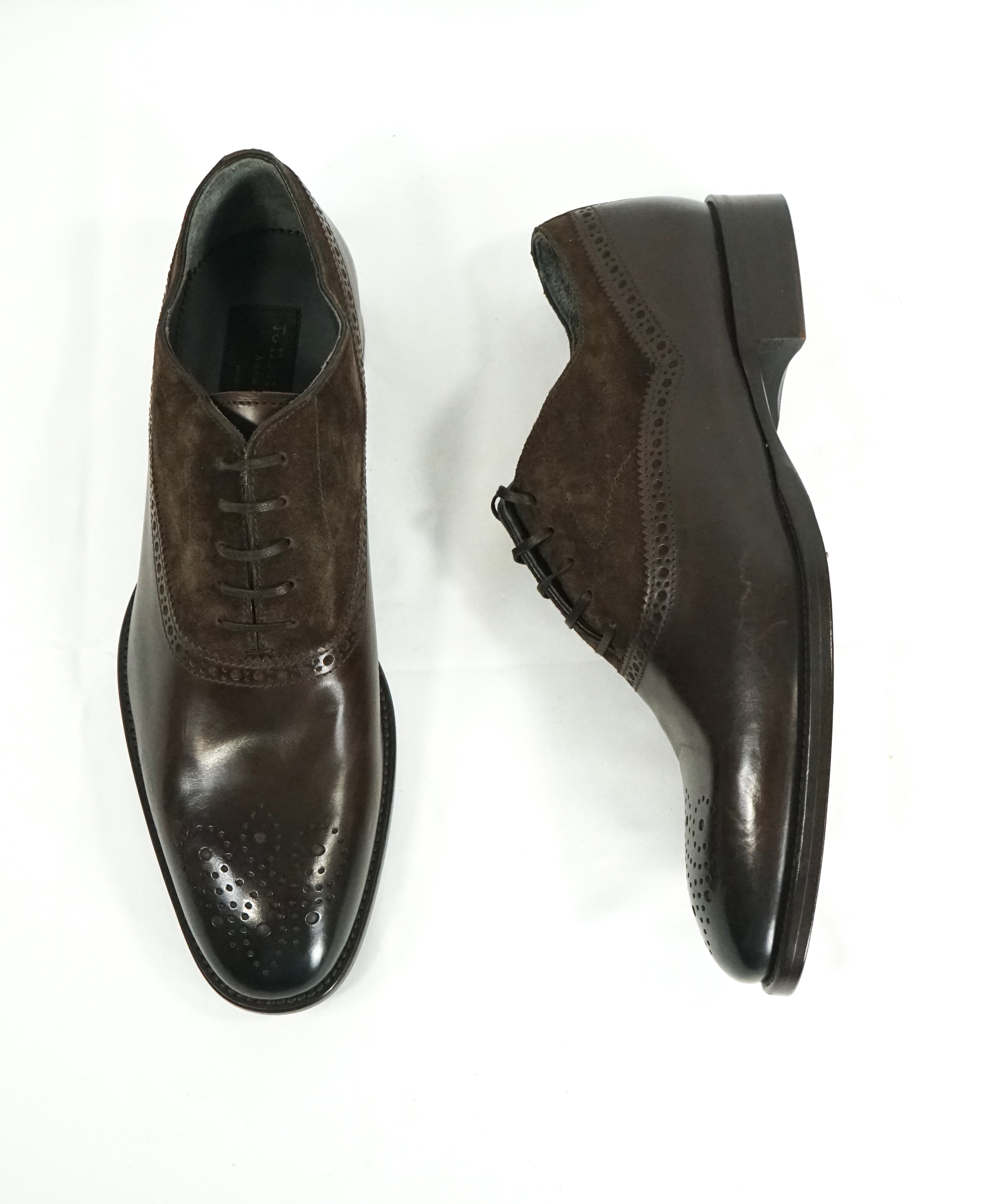 TO BOOT NEW YORK - Mixed Media Suede & Leather Brogue Oxfords - 8.5