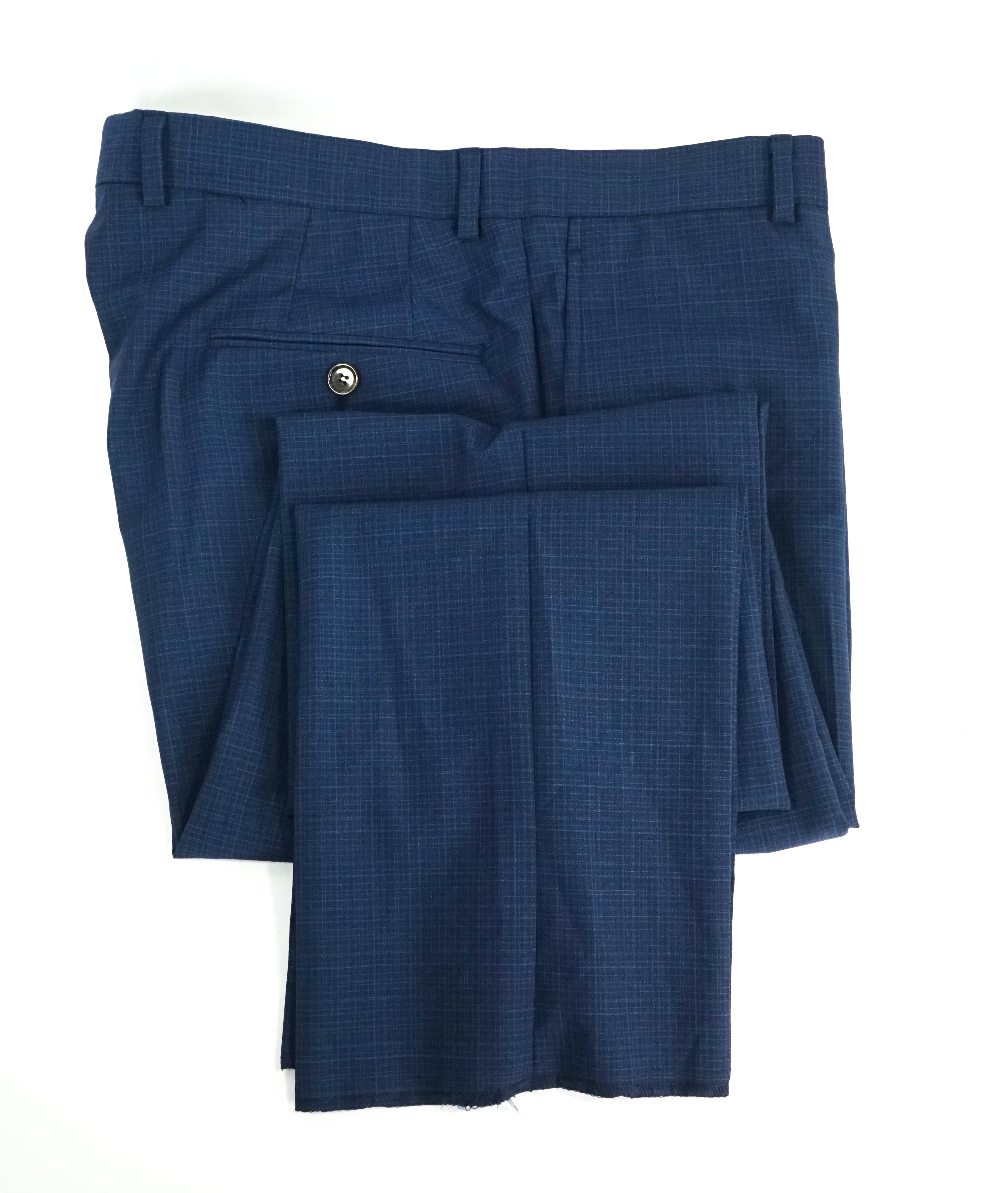 TED BAKER - Bold Blue Plaid Wool Flat Front Dress Pants- 34W