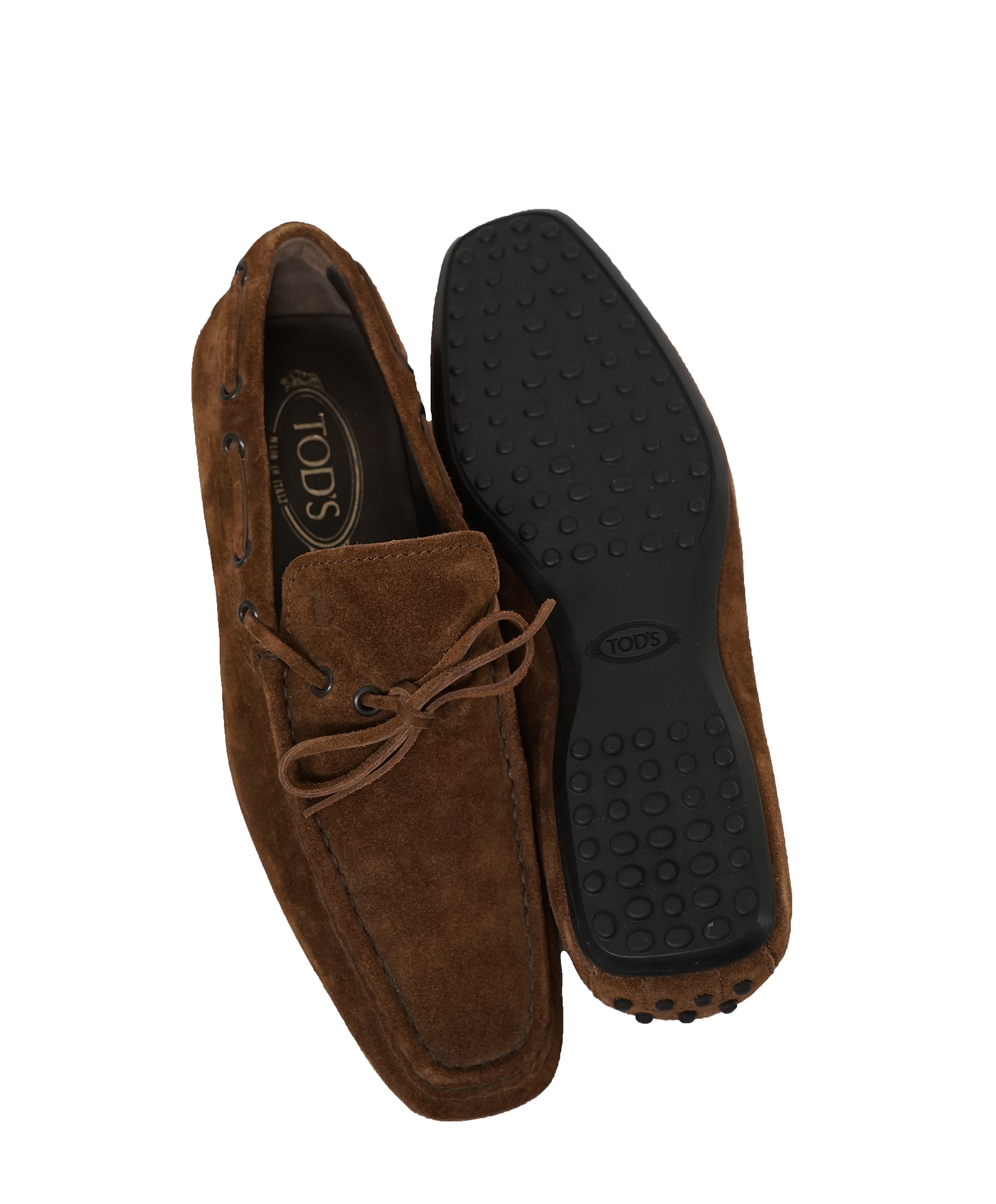 TOD’S - Brown Suede Knot Front Fully Soled Driving Loafers “Gommini” - 7.5